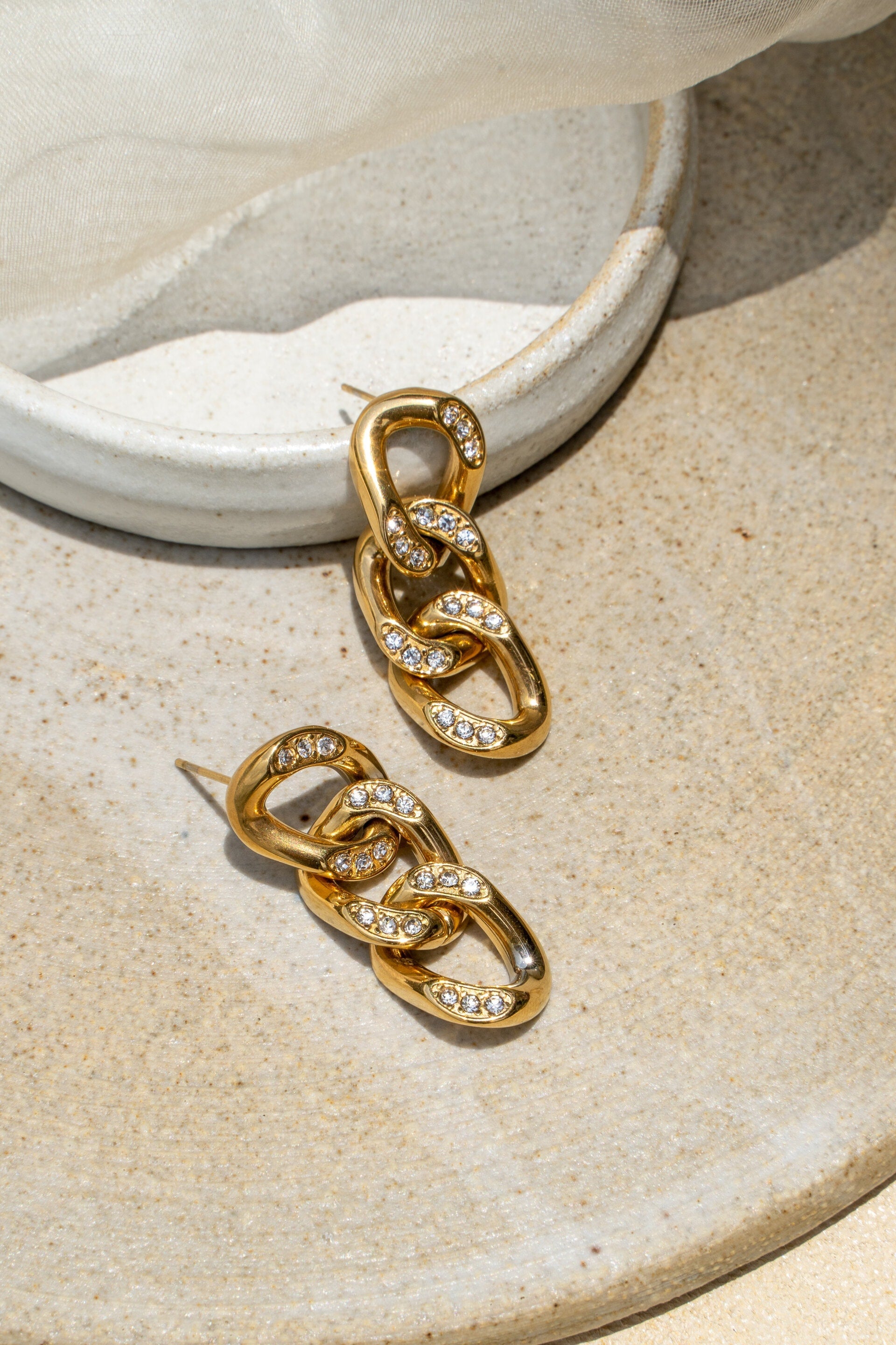 Studded Cuban Chain Earrings