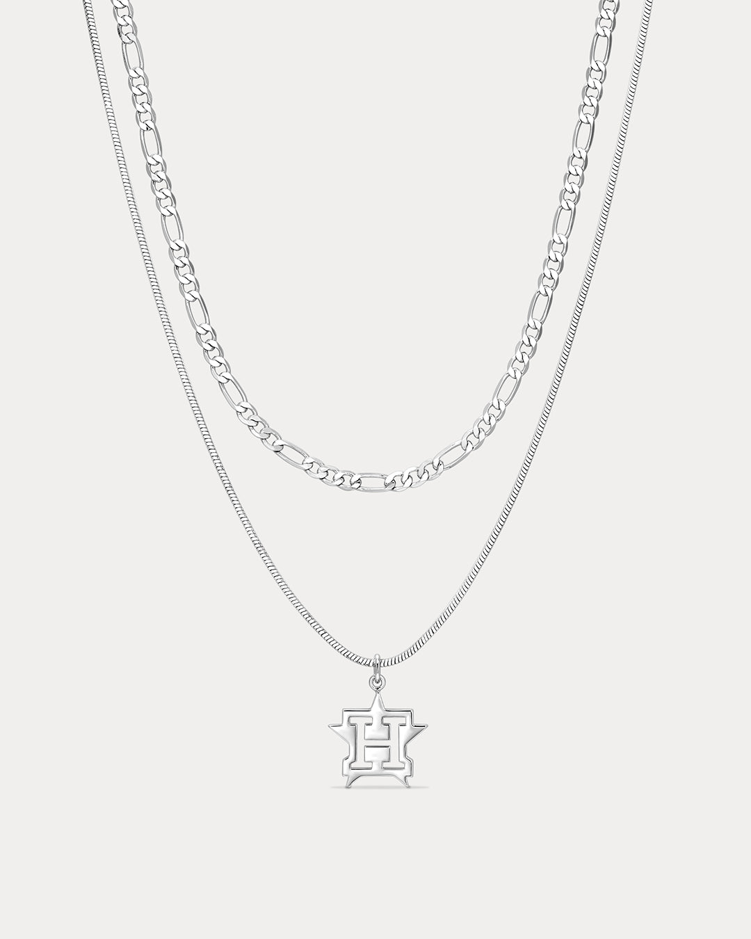 The MLB Double Chain Logo Necklace- Silver