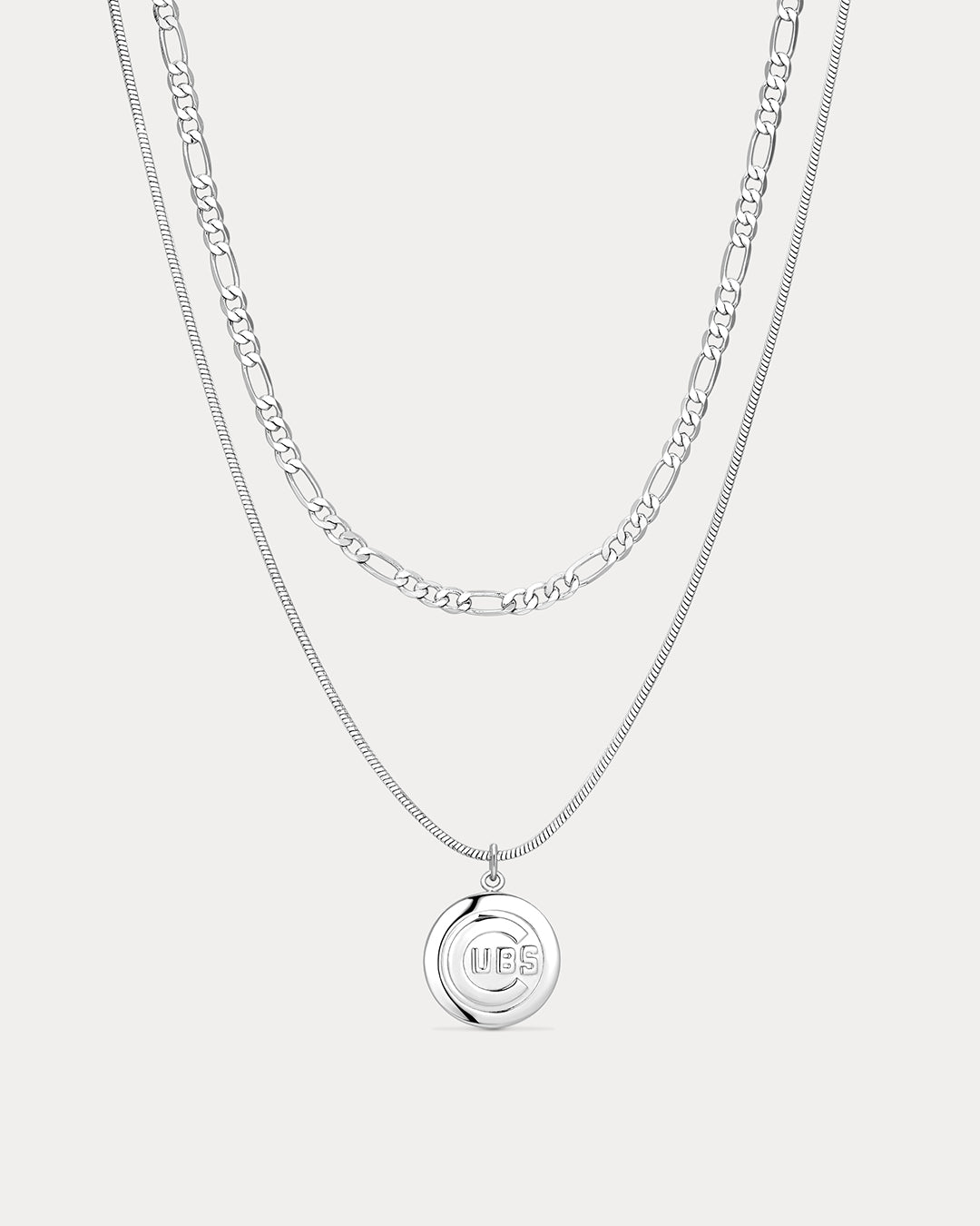 The MLB Double Chain Logo Necklace- Silver
