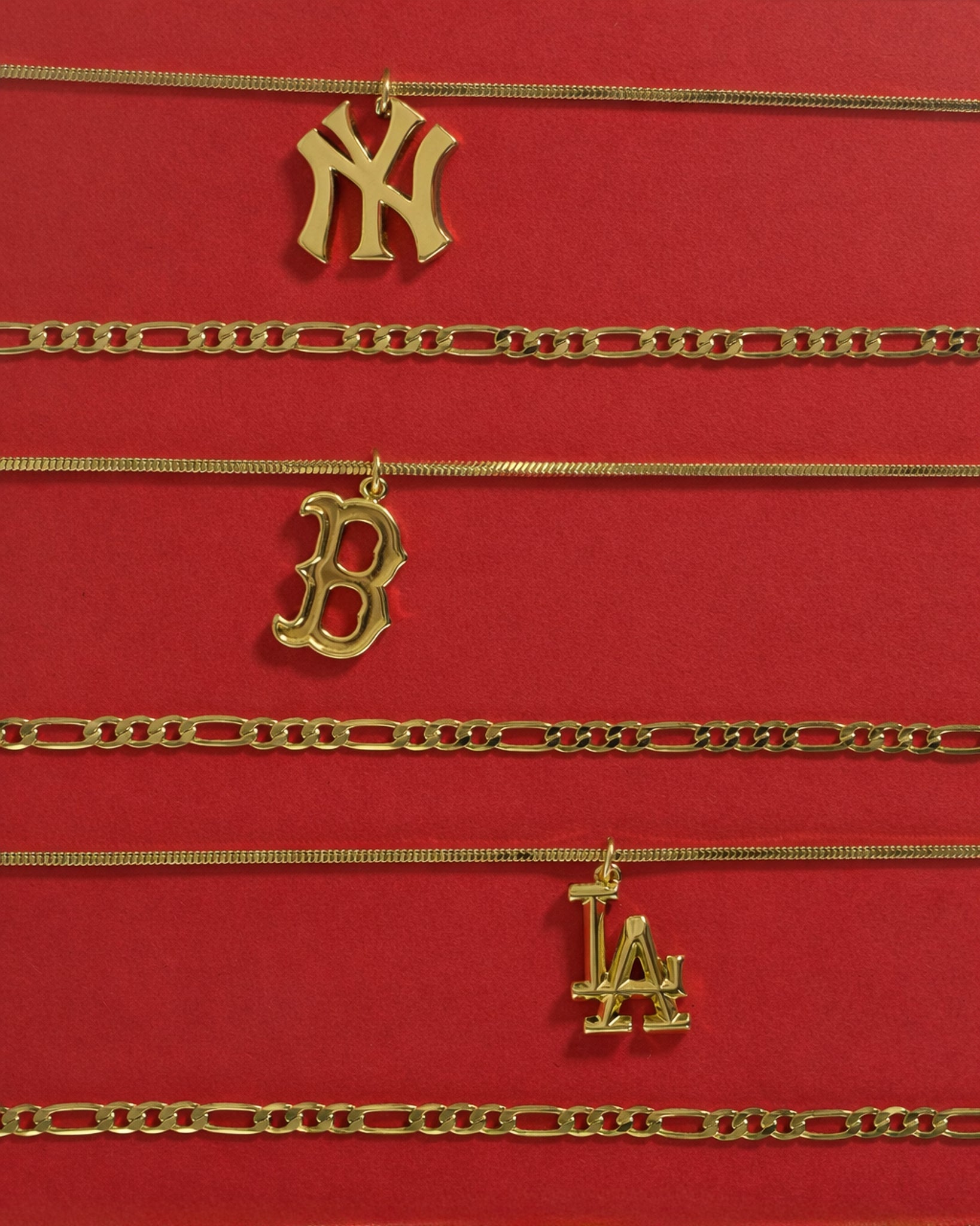 The MLB Double Chain Logo Necklace-Gold