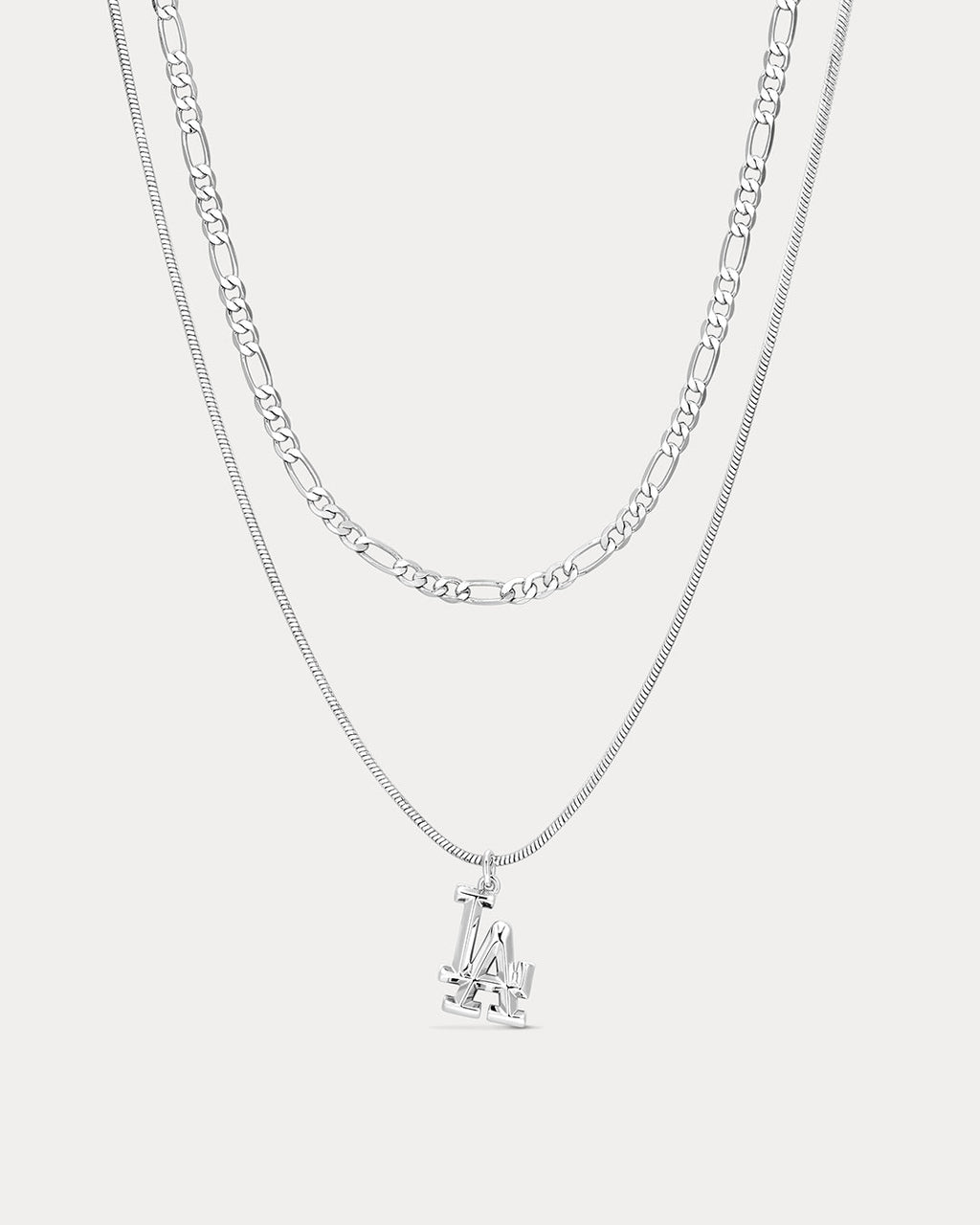 The MLB Double Chain Logo Necklace- Silver