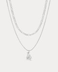The MLB Double Chain Logo Necklace- Silver