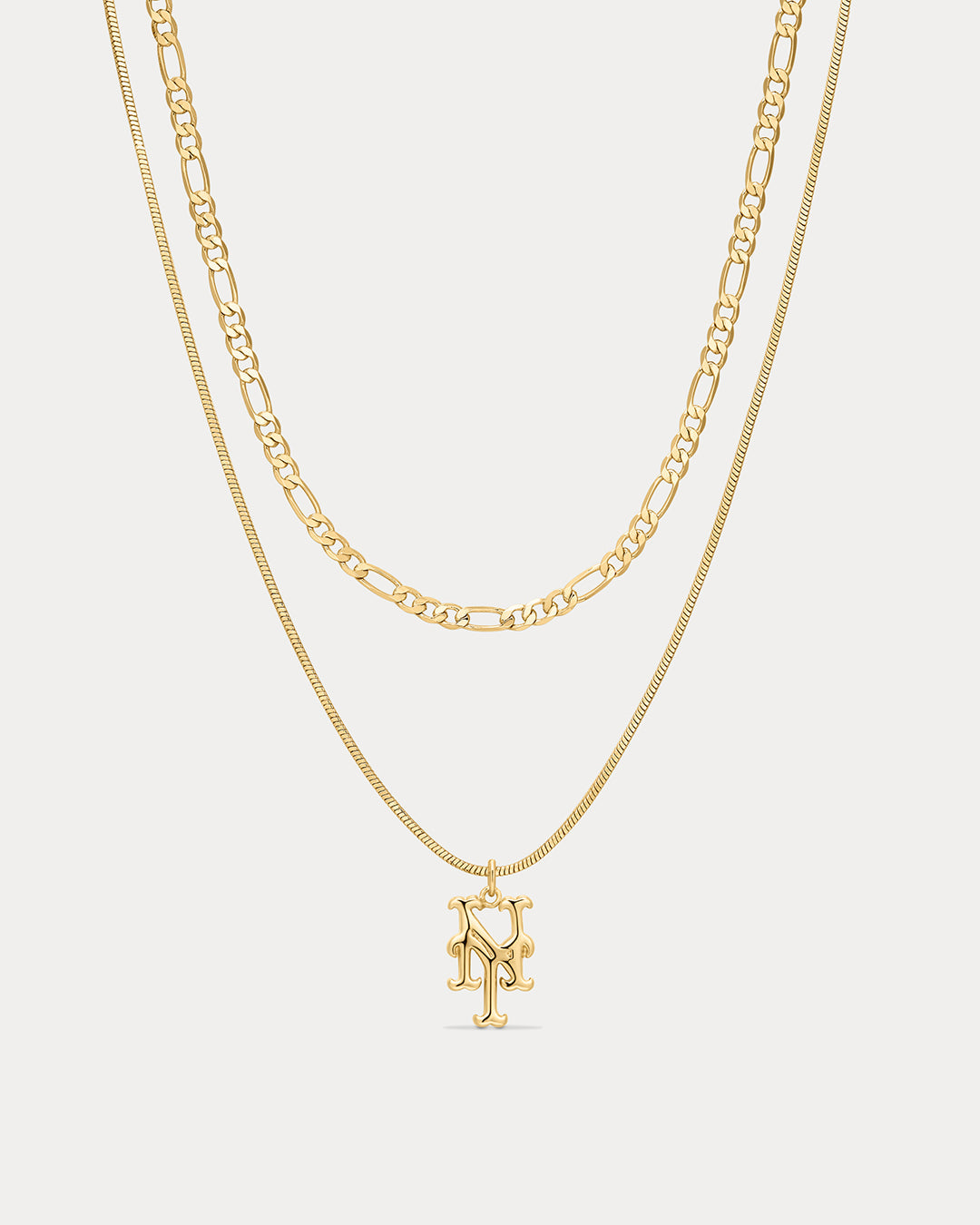 The MLB Double Chain Logo Necklace-Gold