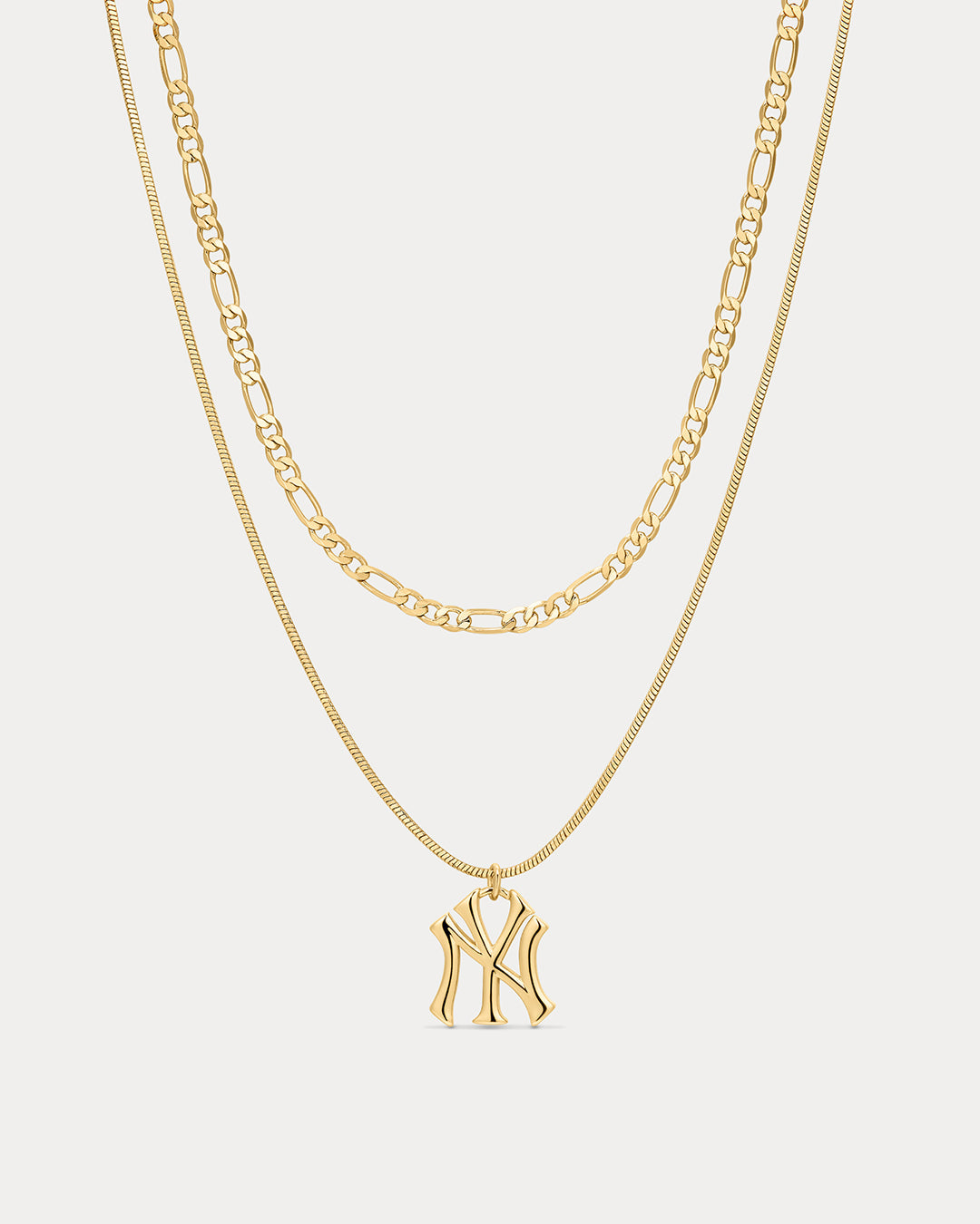 The MLB Double Chain Logo Necklace-Gold