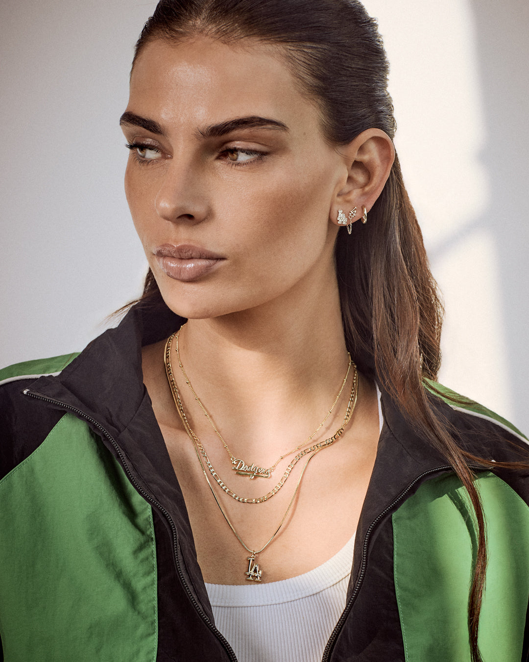 The MLB Logo Chain Link Earring Set- Silver