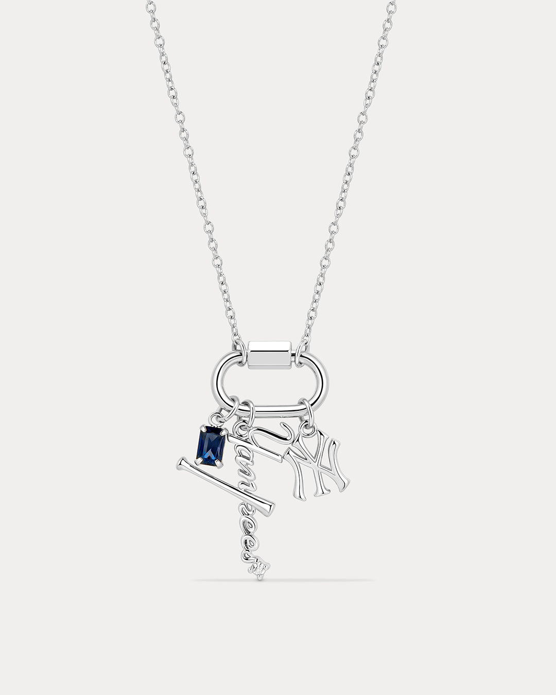 The MLB Logo Charm Carabiner Necklace- Silver