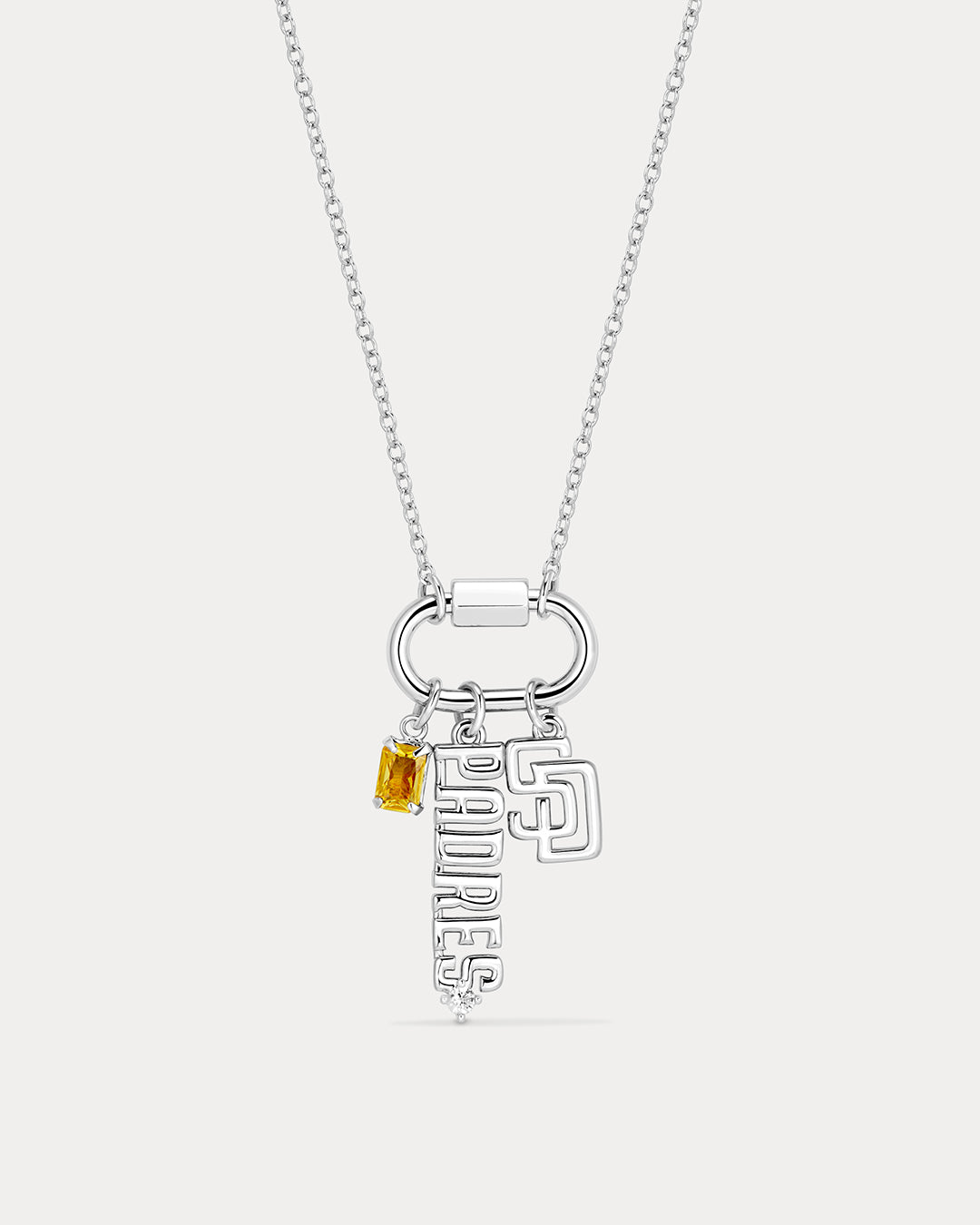 The MLB Logo Charm Carabiner Necklace- Silver