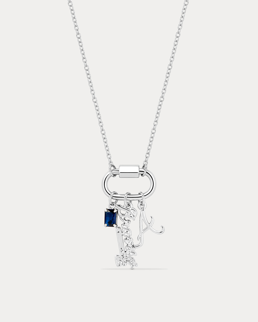 The MLB Logo Charm Carabiner Necklace- Silver