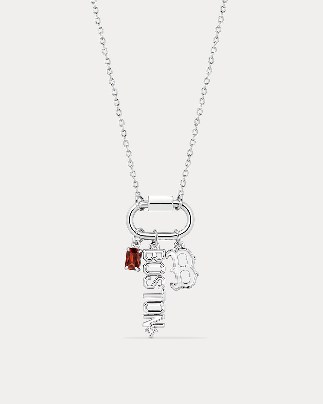 The MLB Logo Charm Carabiner Necklace- Silver