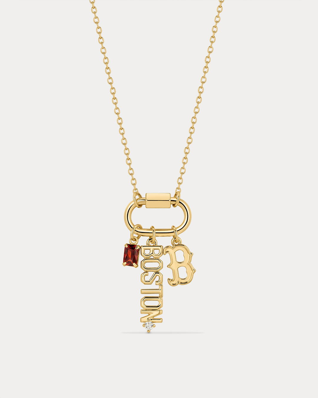The MLB Logo Charm Carabiner Necklace- Gold