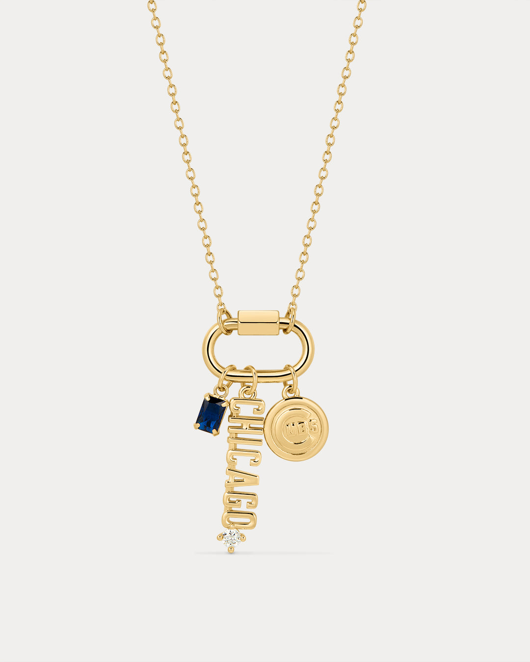 The MLB Logo Charm Carabiner Necklace- Gold