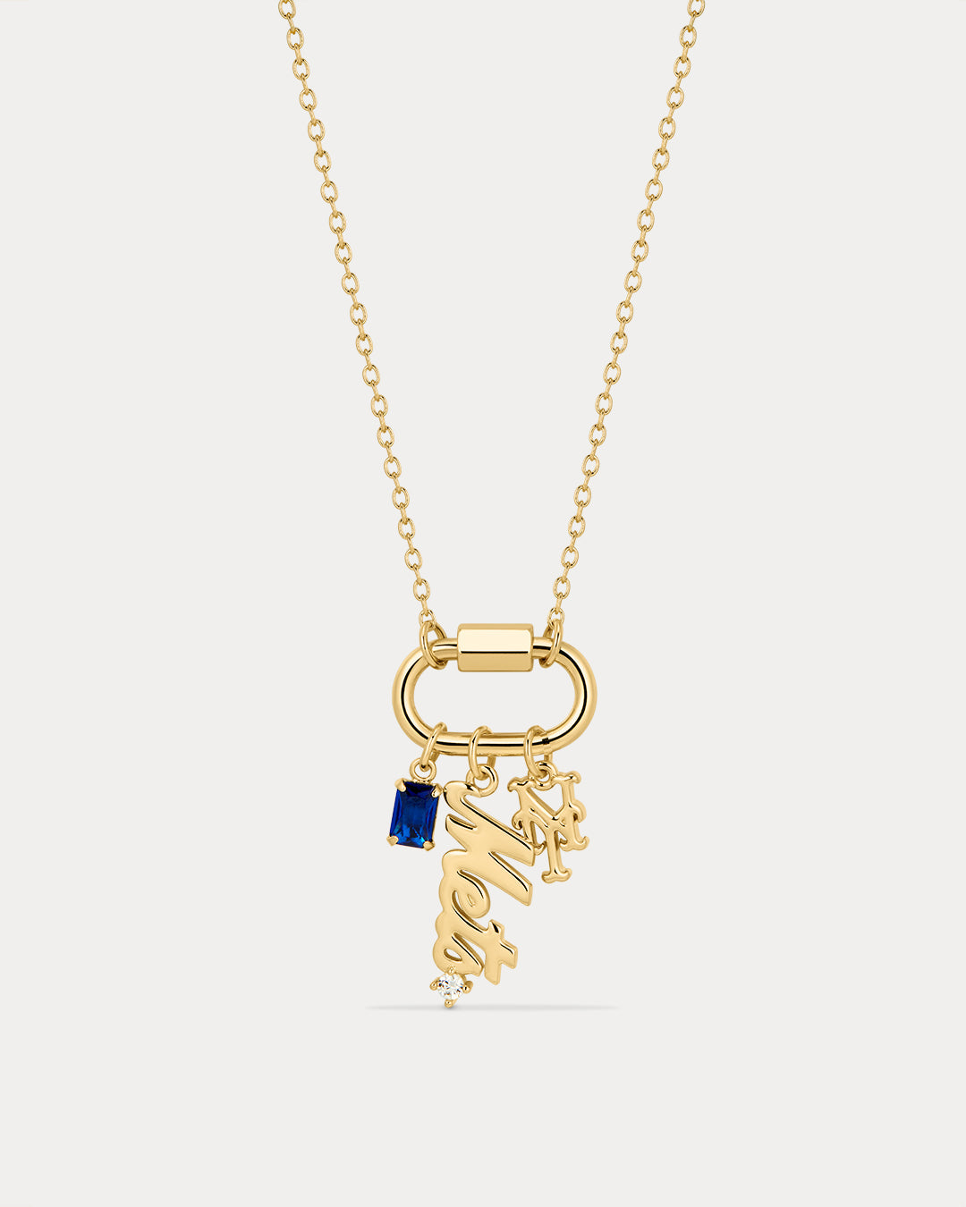 The MLB Logo Charm Carabiner Necklace- Gold