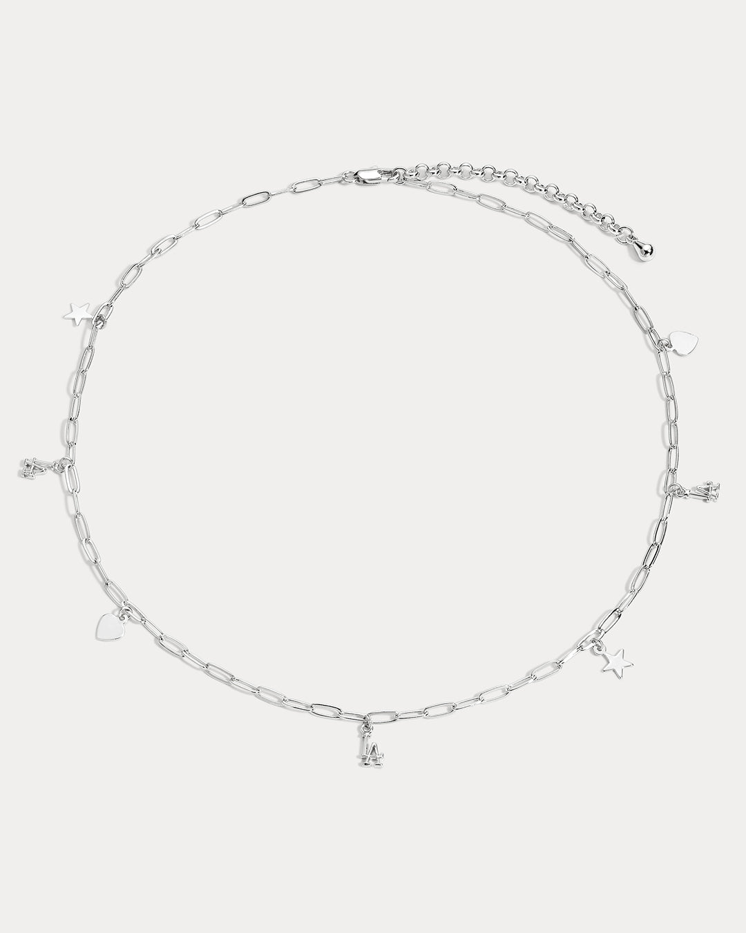 The MLB Star + Hearts Logo Charm Necklace- Silver