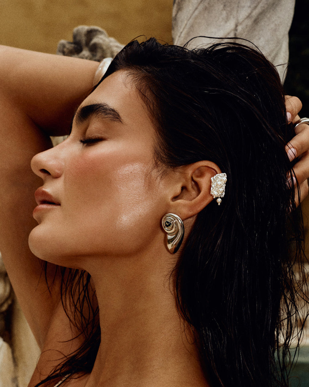 The Palma Pearl Ear Cuff- Silver