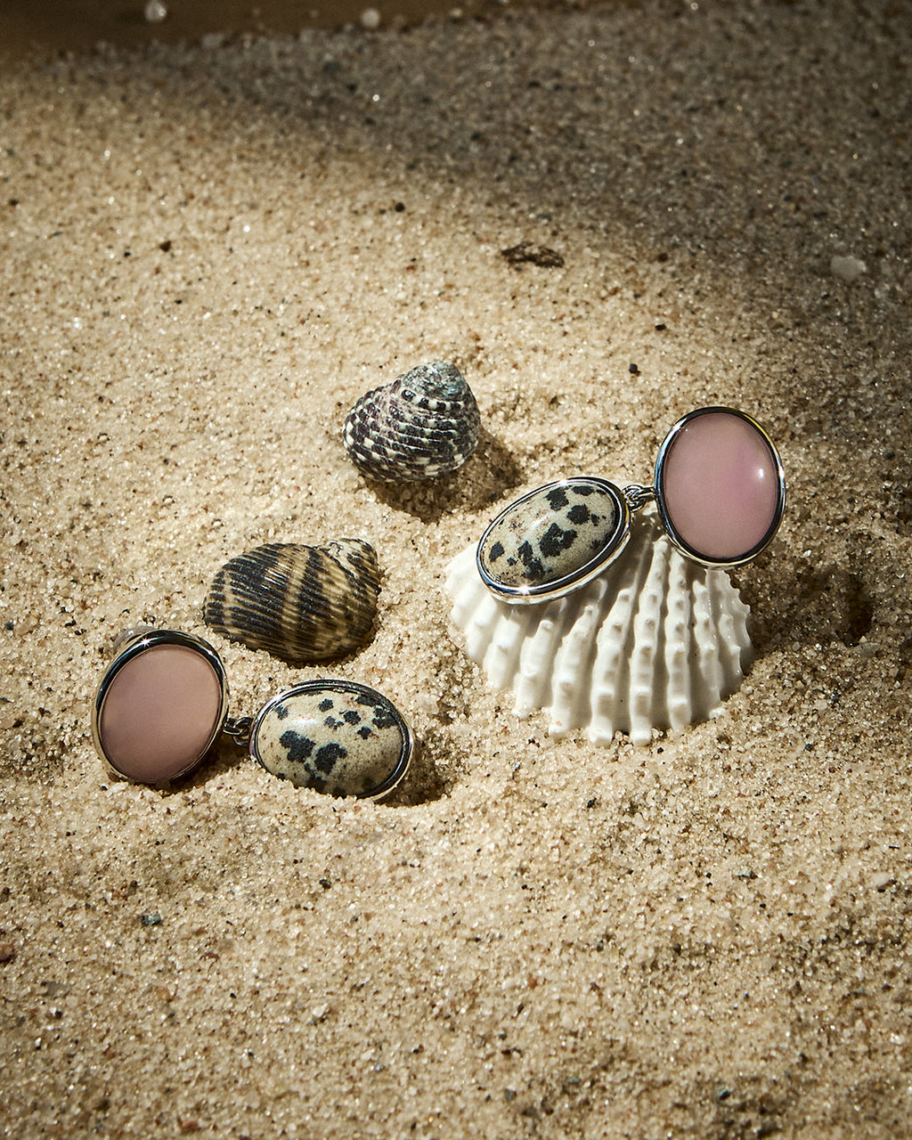 The Rose Quartz Palma Studs- Silver