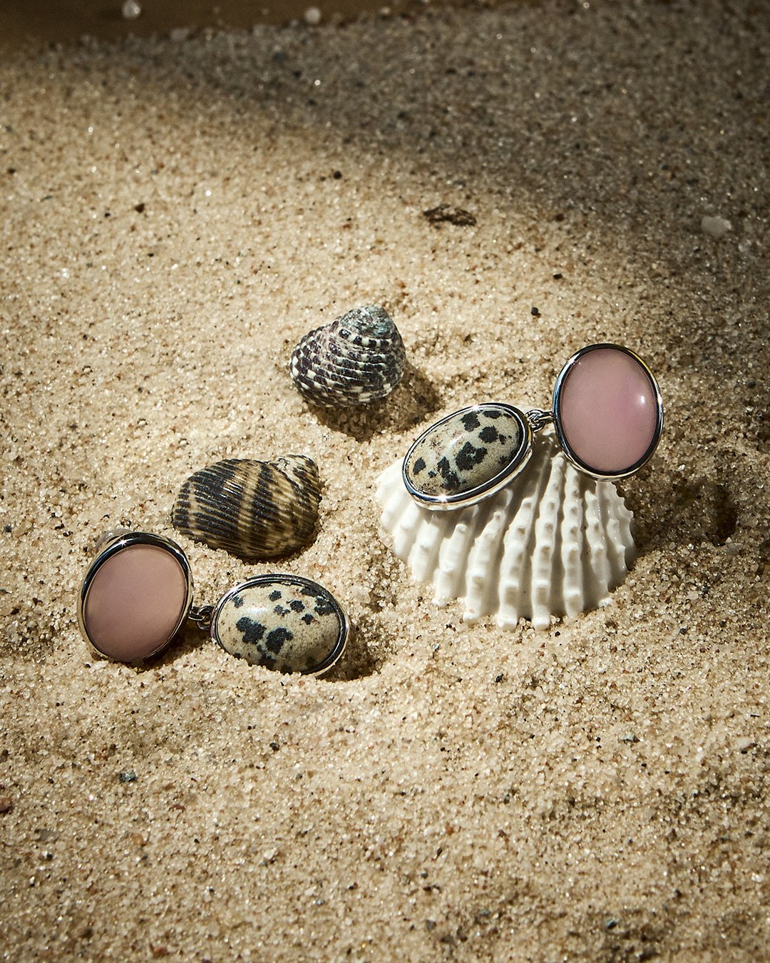 The Rose Quartz Palma Studs- Silver