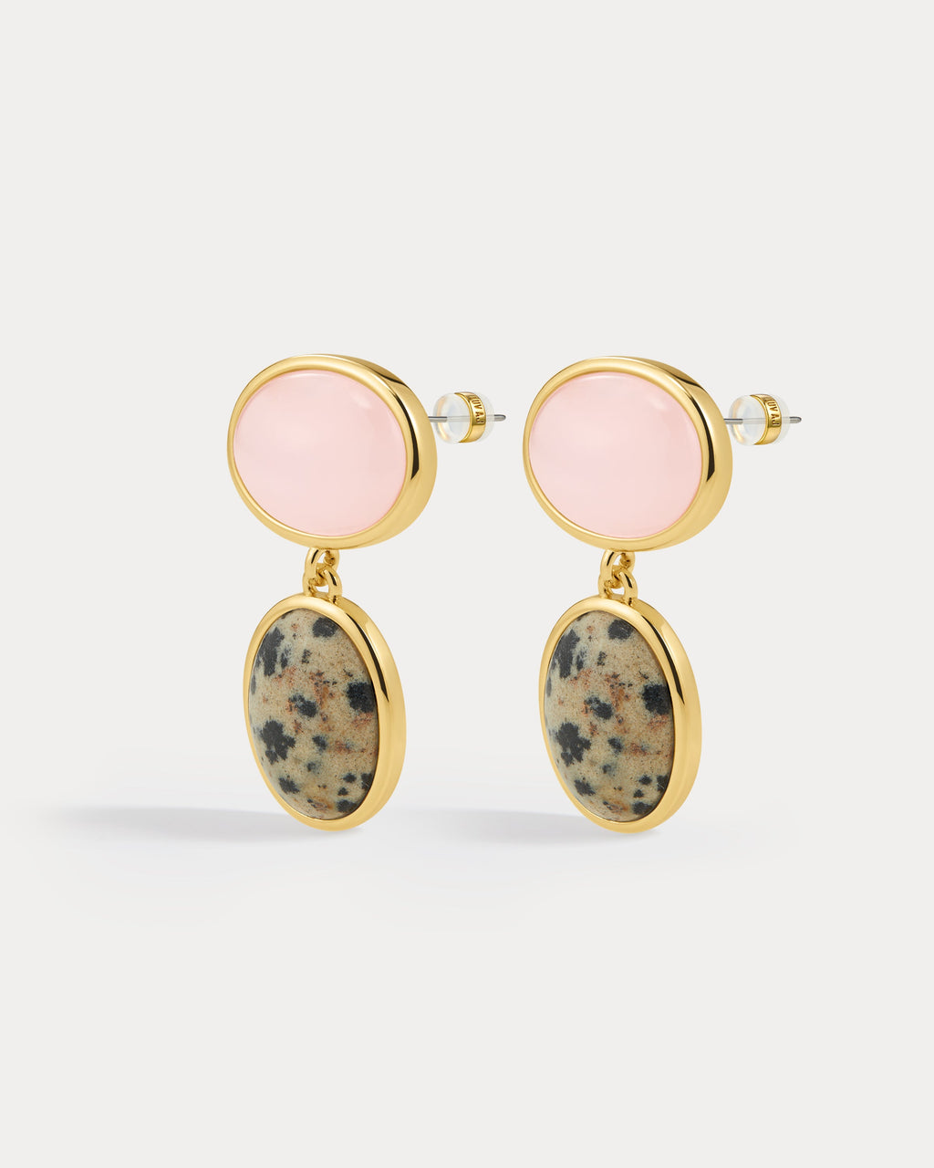 The Rose Quartz Palma Studs- Gold