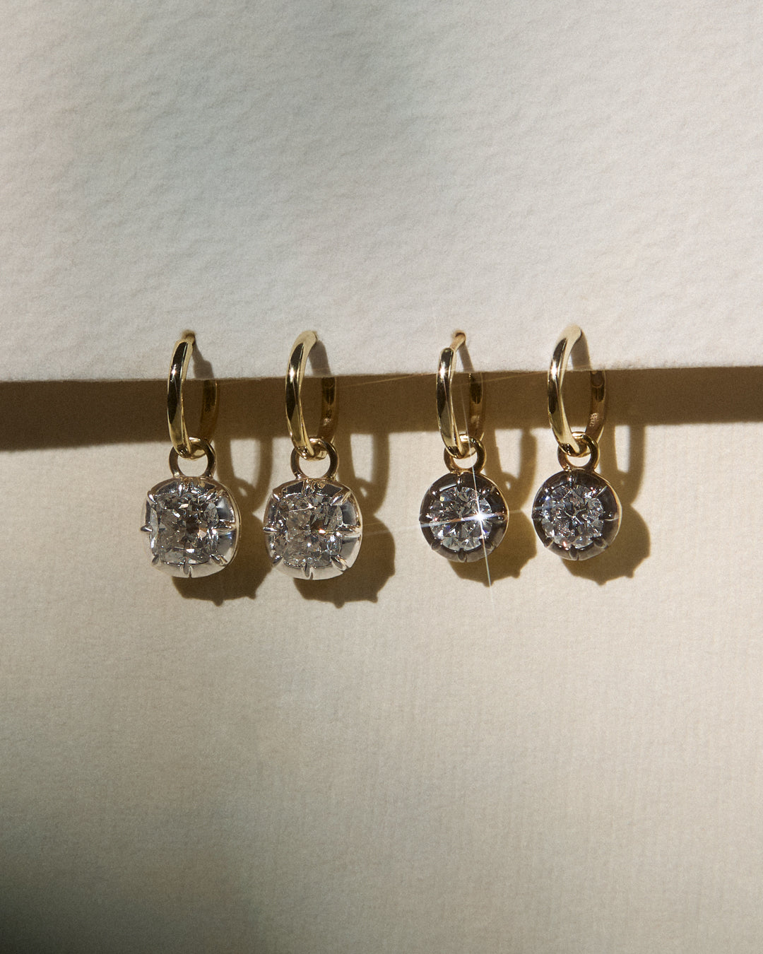 The Diamond Georgian Hoop Earrings- White Rhodium