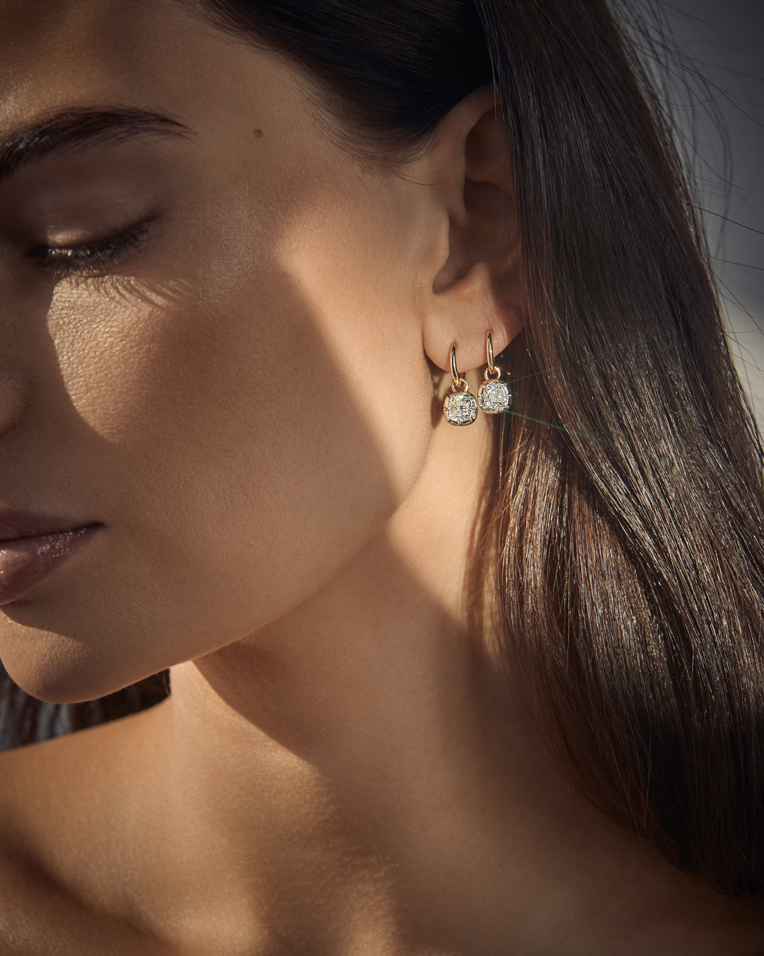 The Diamond Georgian Hoop Earrings- White Rhodium