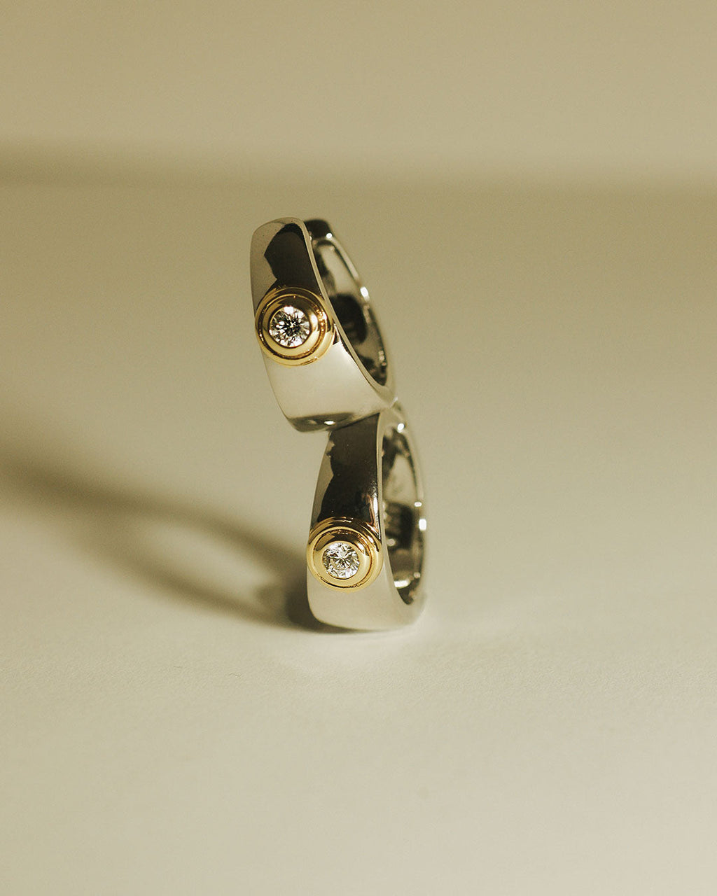 The Luna Bezel Hoops-Silver