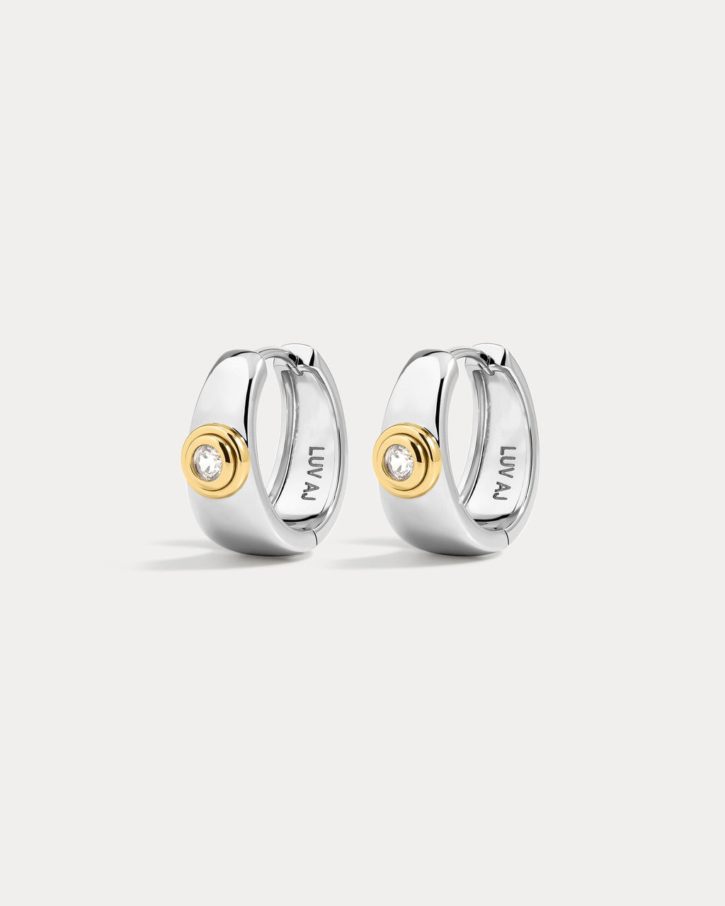 The Luna Bezel Hoops-Silver