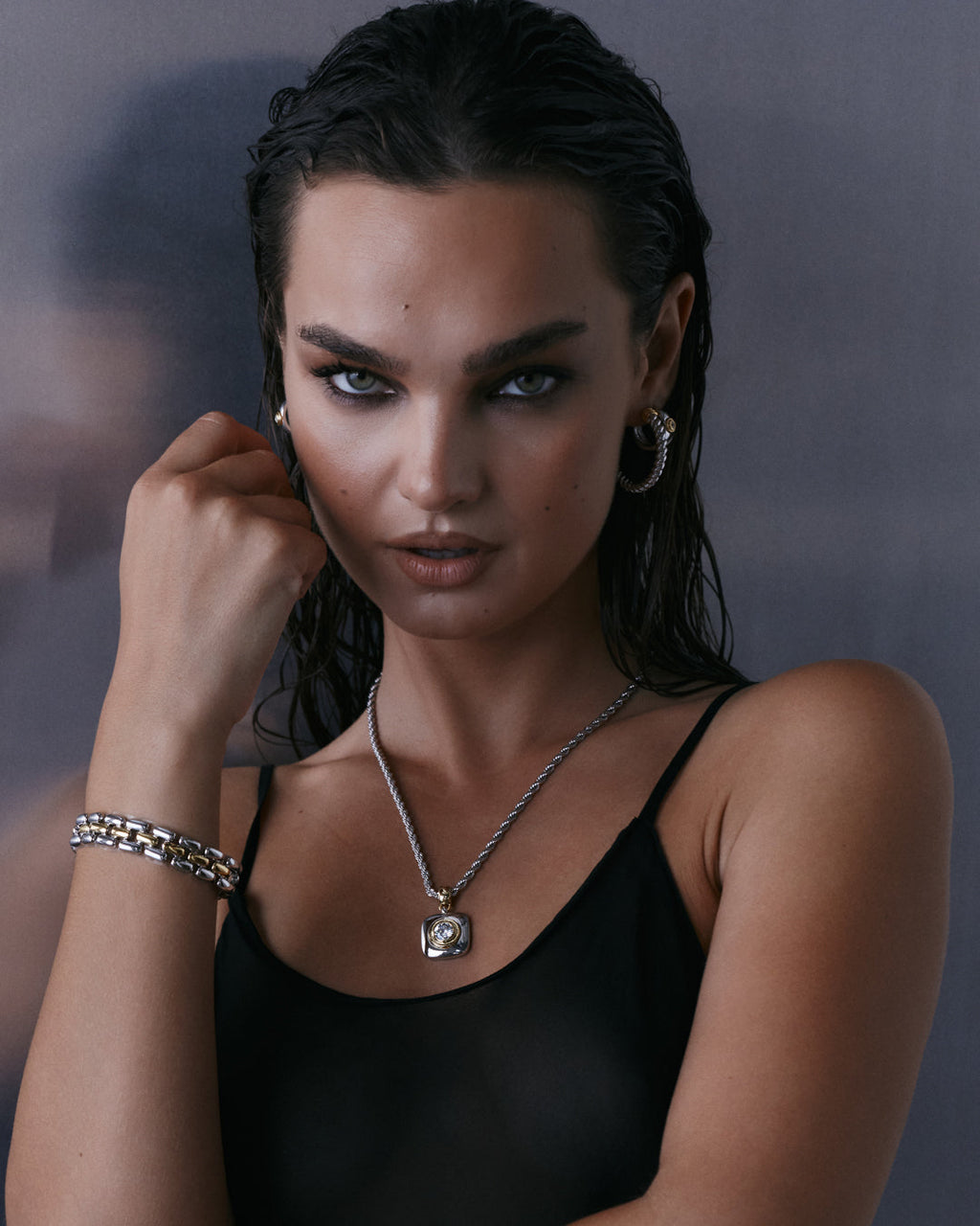 The Luna Bezel Pendant Necklace-Silver
