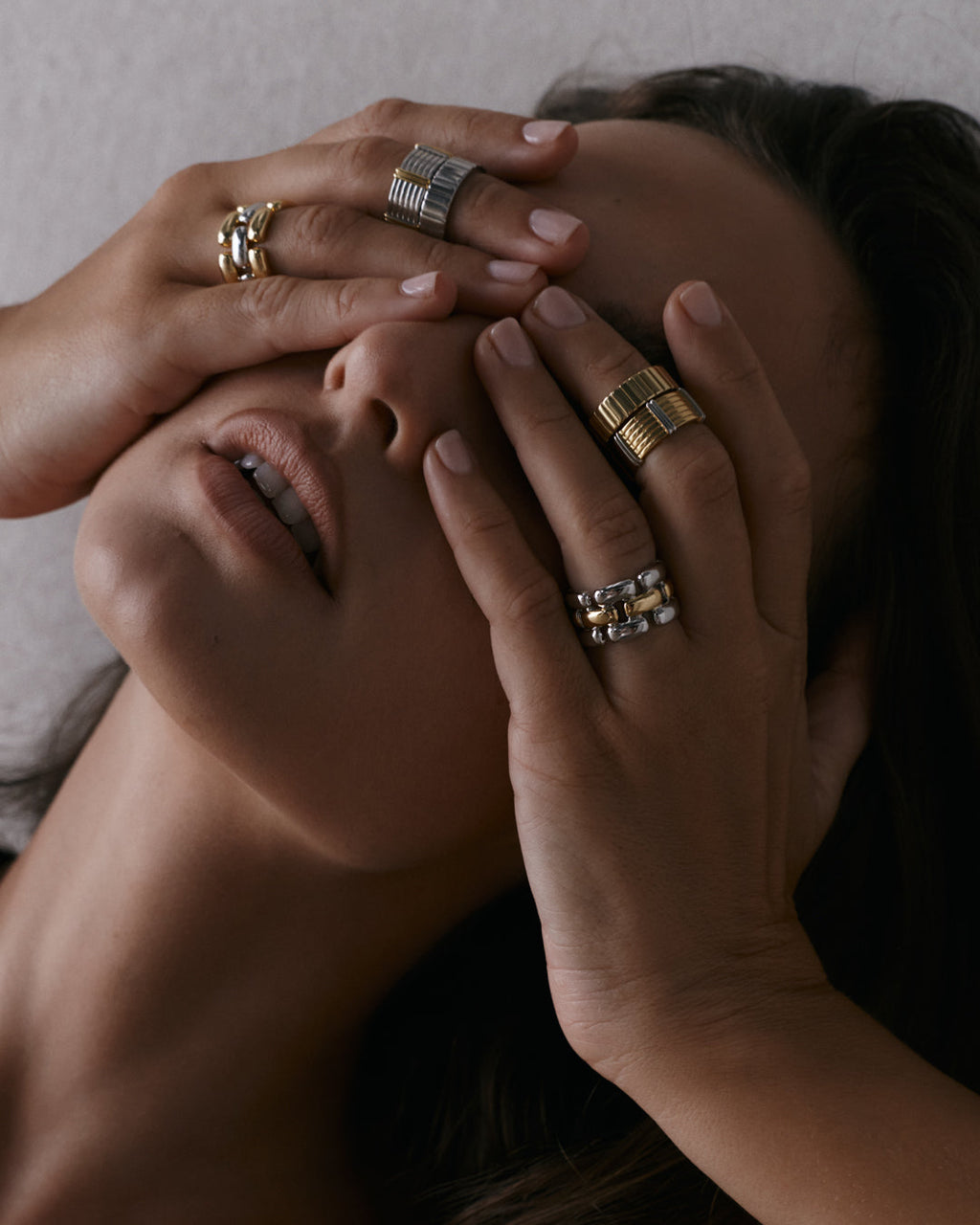 The Luna Bezel Ring Set-Silver