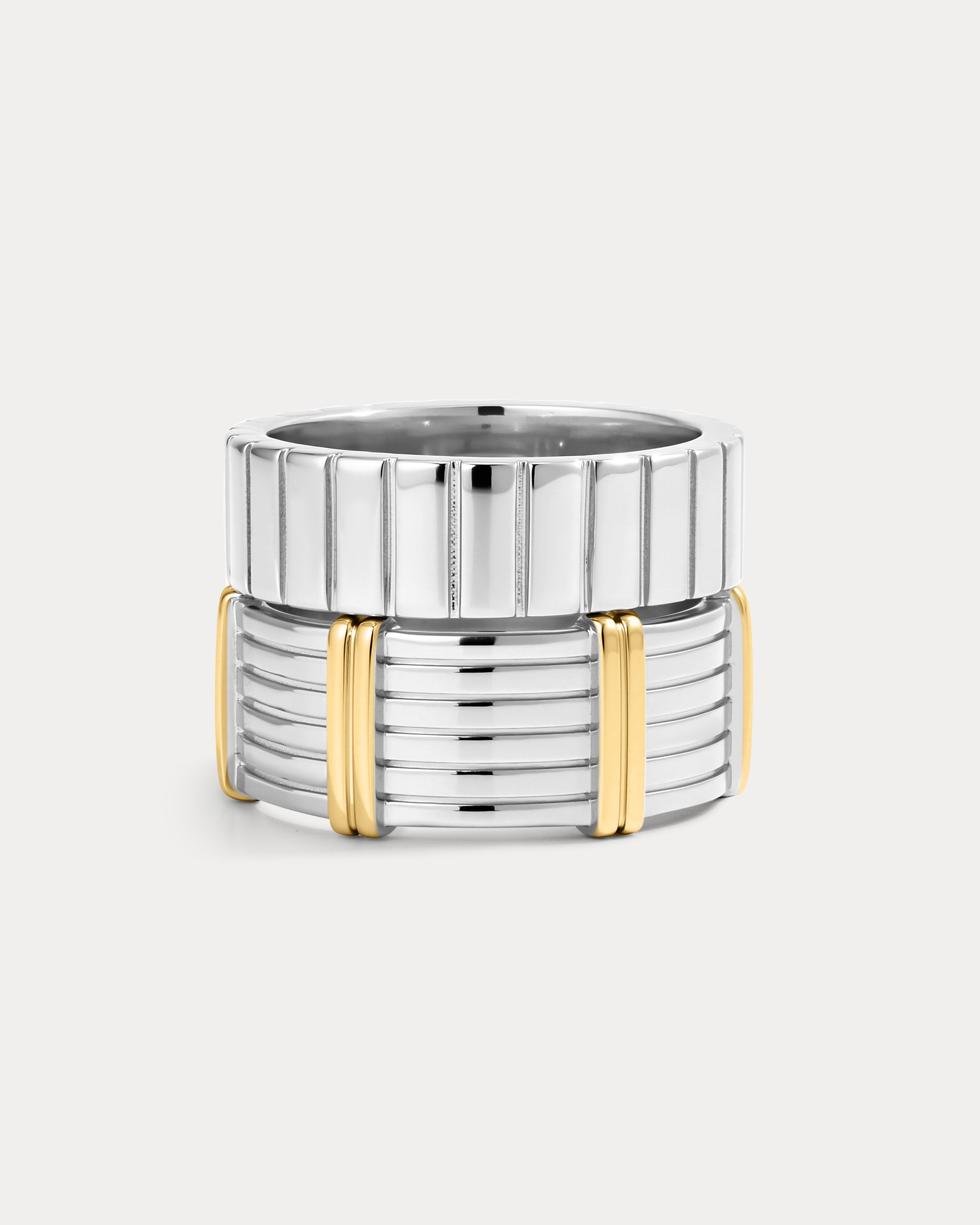 The Luna Bezel Ring Set-Silver