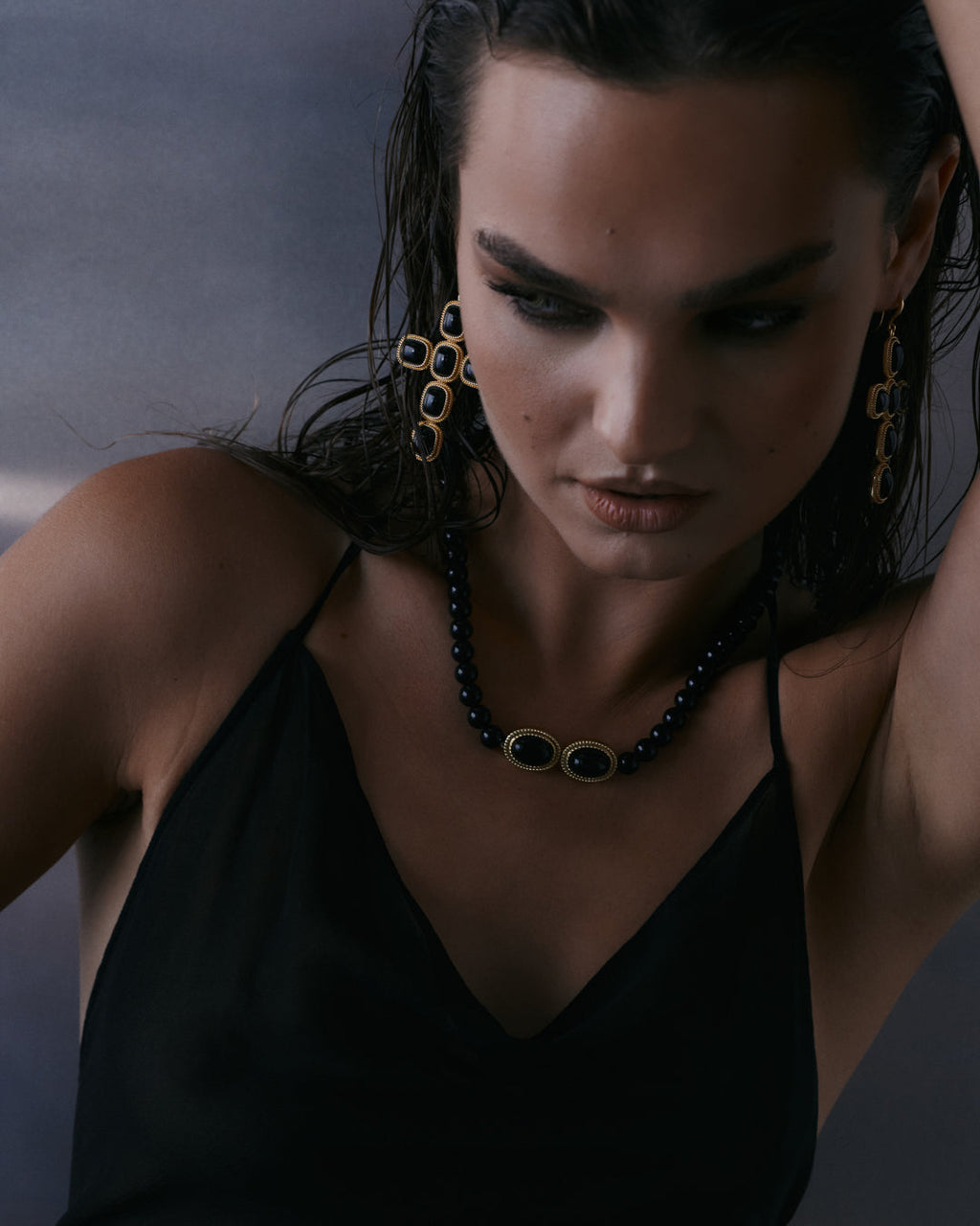 The Midnight Mesa Beaded Necklace-Gold