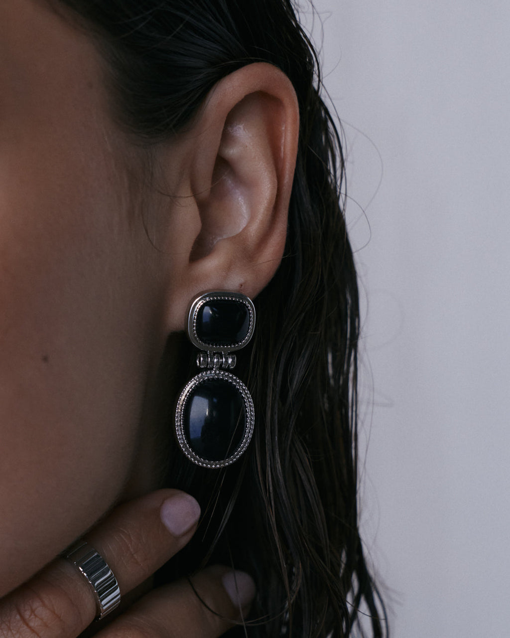 The Midnight Mesa Drop Studs-Silver