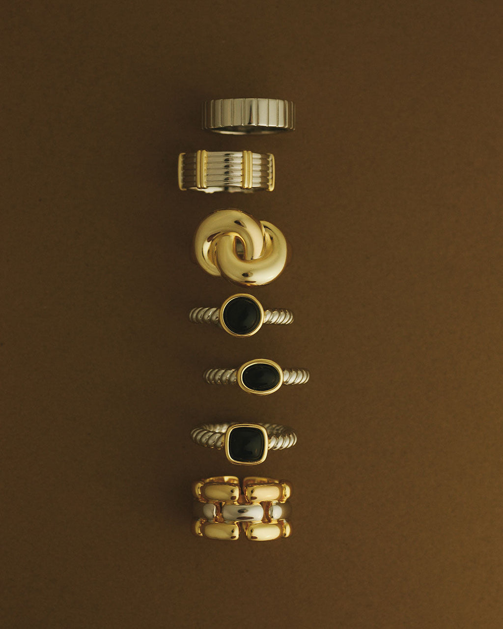 The Midnight Mesa Ring Set-Silver