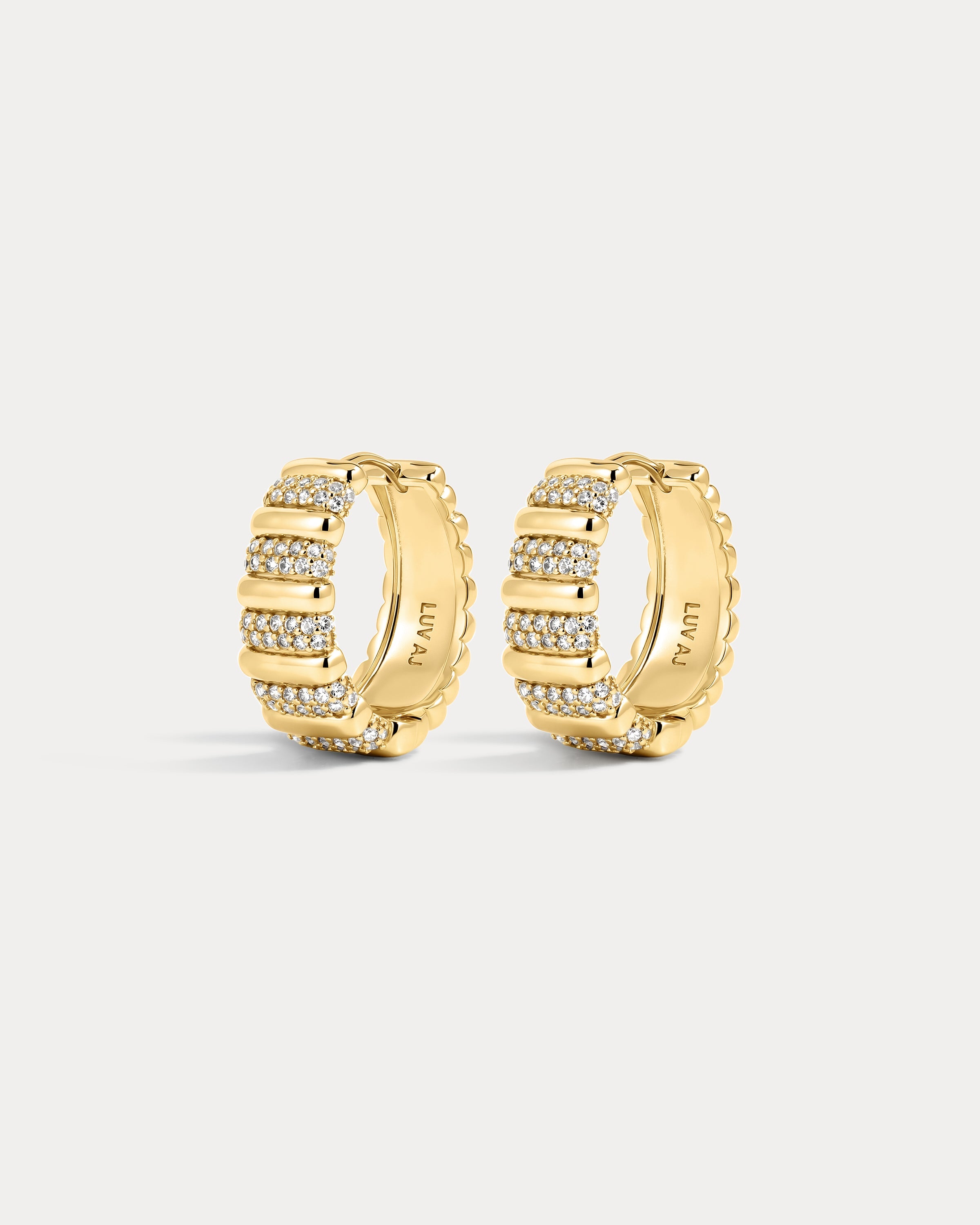 The Pave Marbella Ridged Hoops-Gold