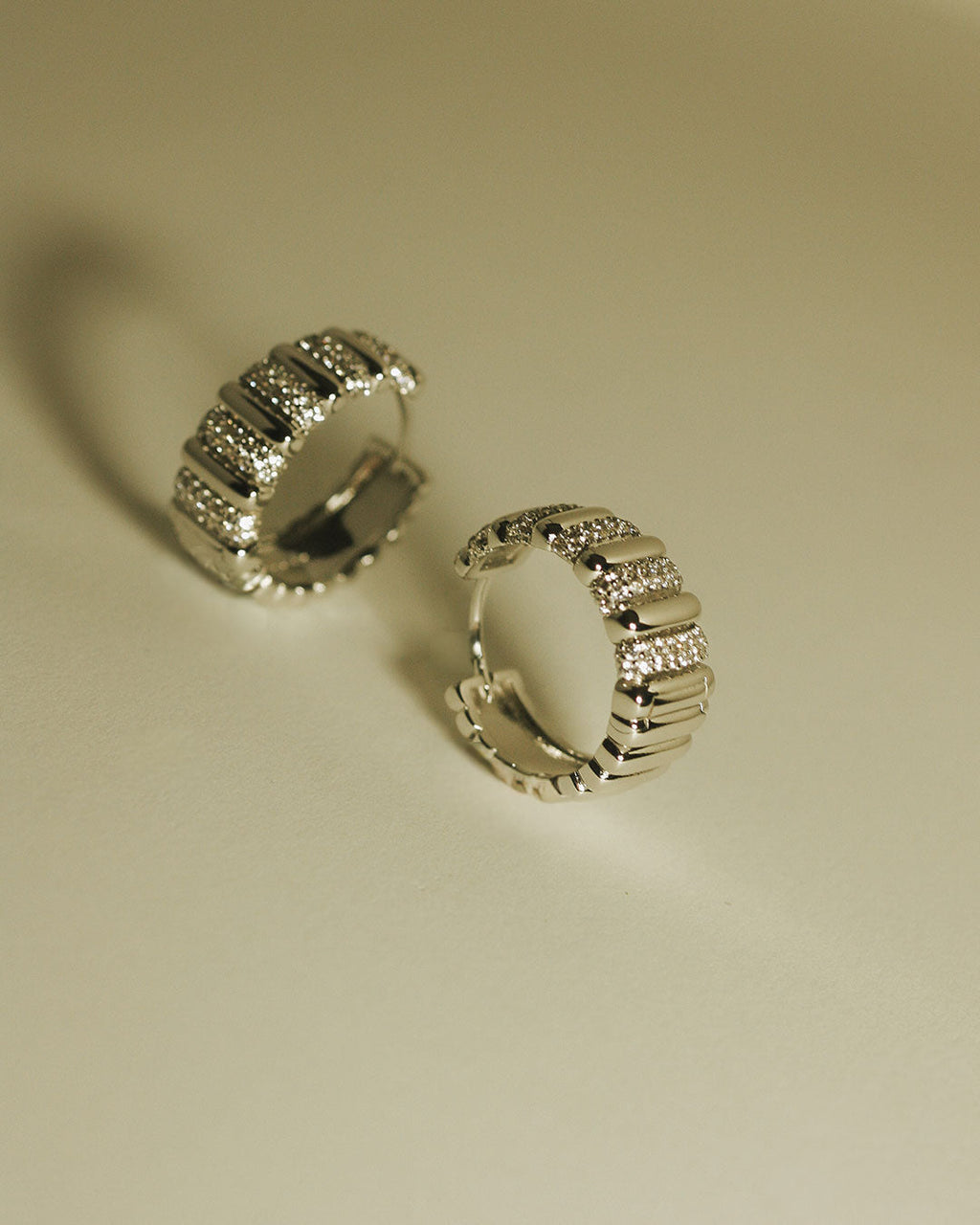 The Pave Marbella Ridged Hoops-Gold