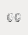 The Pave Marbella Ridged Hoops-Silver