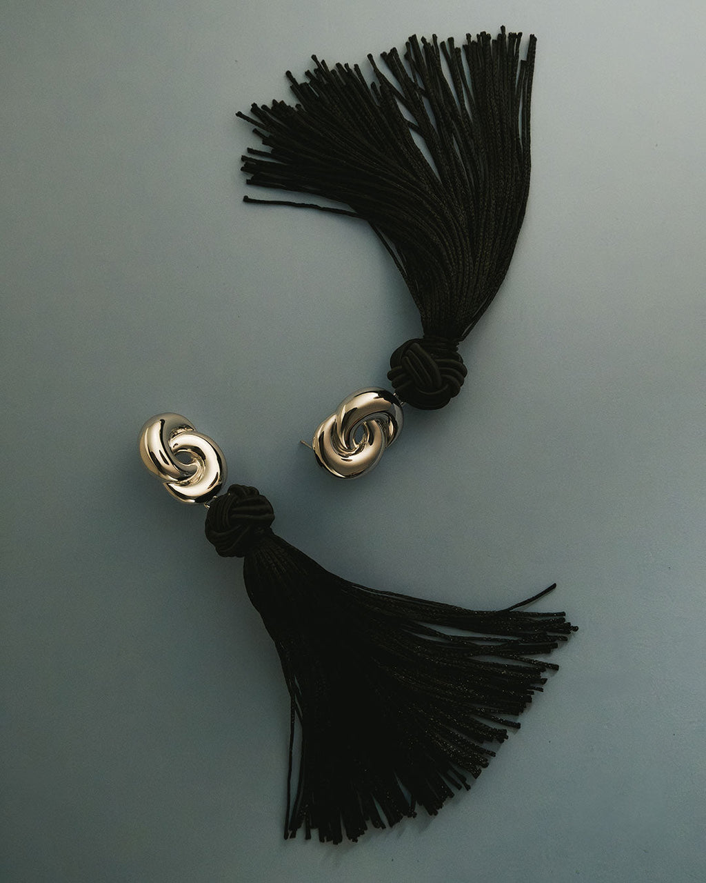 The Solstice Knot Tassel Earrings-Silver