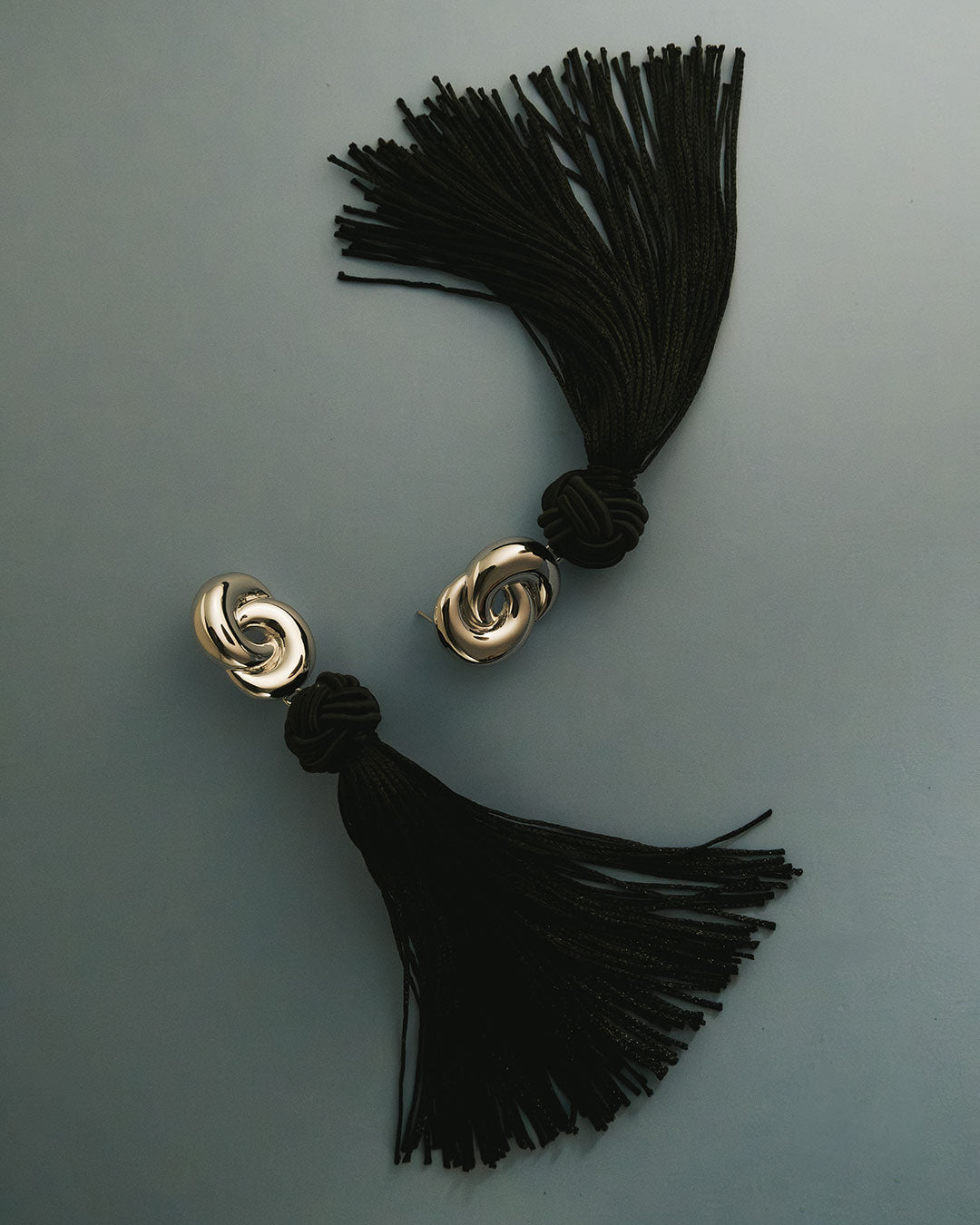 The Solstice Knot Tassel Earrings-Silver