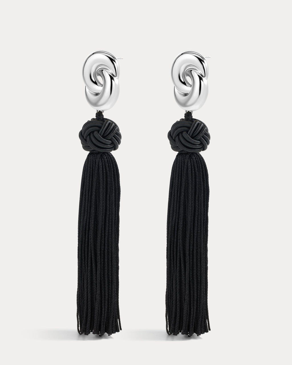 The Solstice Knot Tassel Earrings-Silver