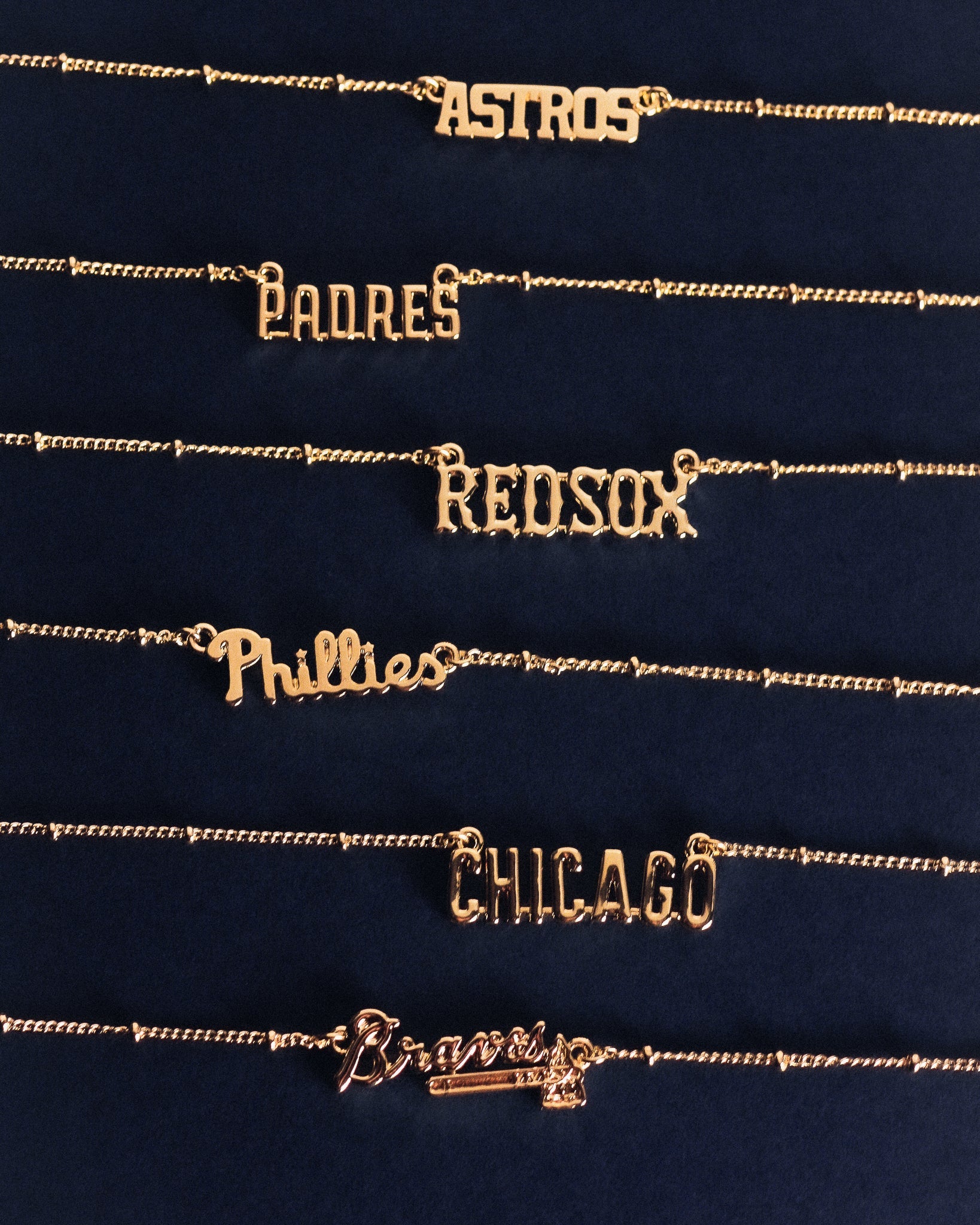 The MLB Nameplate Pendant Necklace- Gold