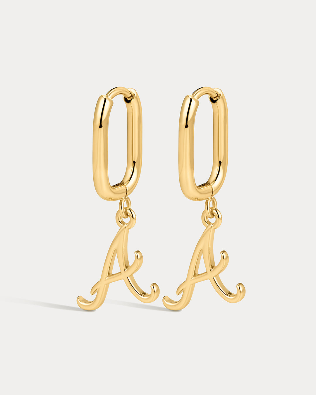 The MLB Logo Charm Oval Hoop Earrings- Gold