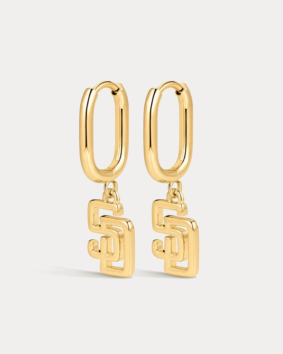 The MLB Logo Charm Oval Hoop Earrings- Gold