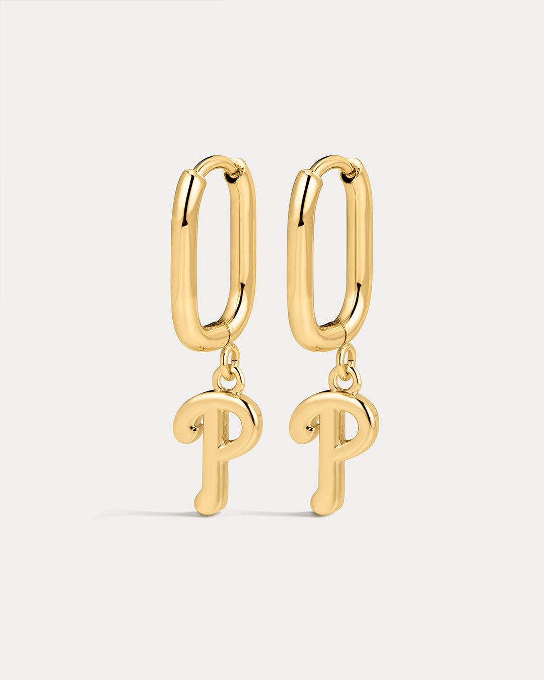 The MLB Logo Charm Oval Hoop Earrings- Gold