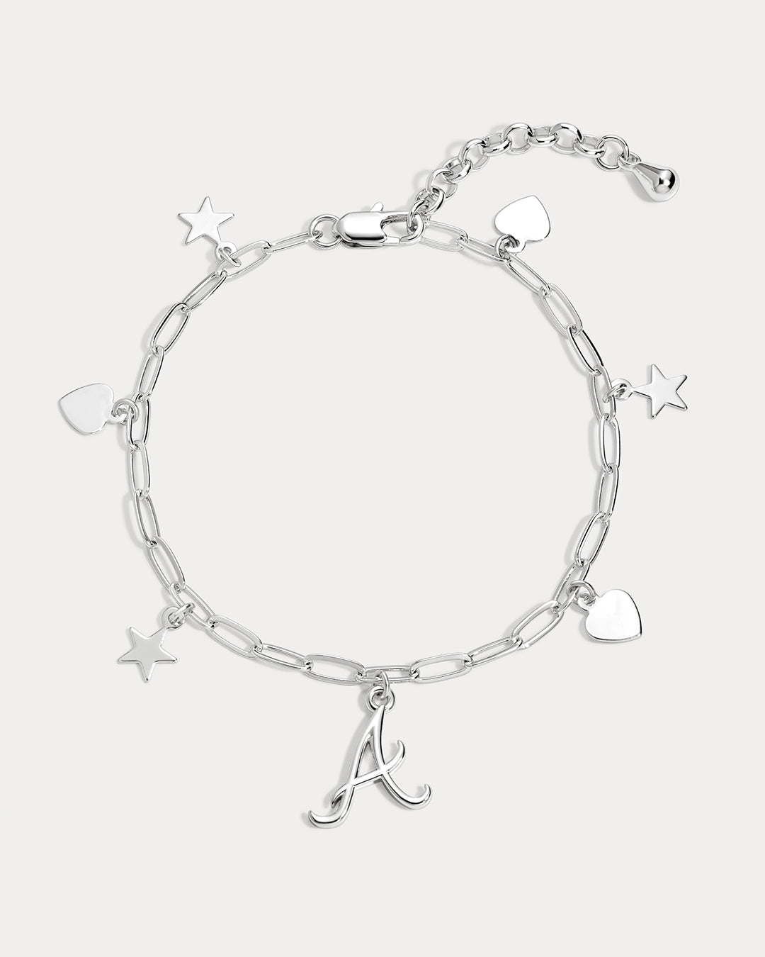 The MLB Star + Hearts Logo Charm Bracelet- Silver