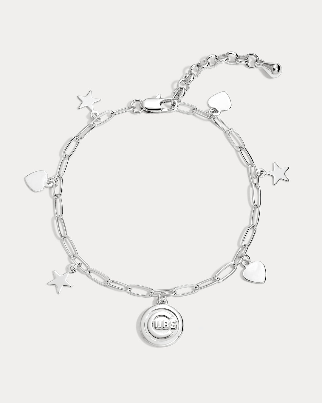 The MLB Star + Hearts Logo Charm Bracelet- Silver