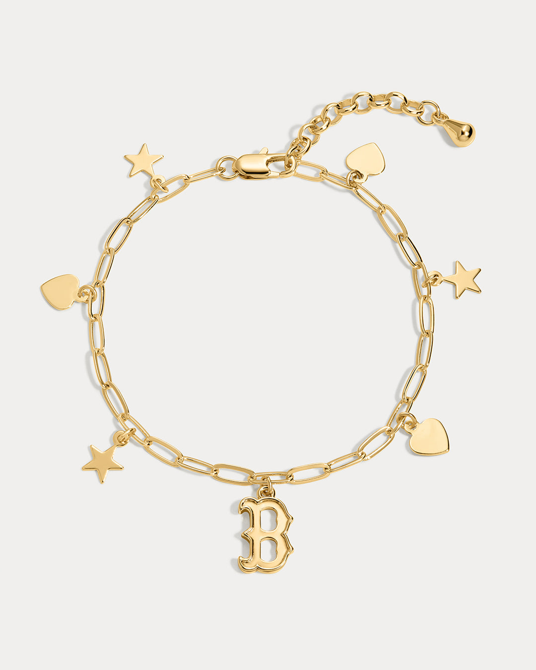 The MLB Star + Hearts Logo Charm Bracelet- Gold