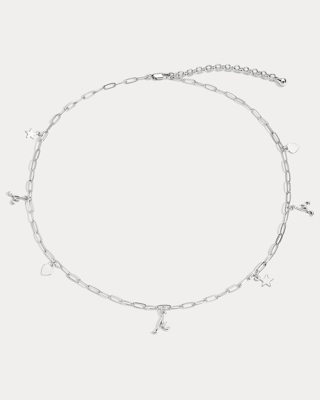 The MLB Star + Hearts Logo Charm Necklace- Silver