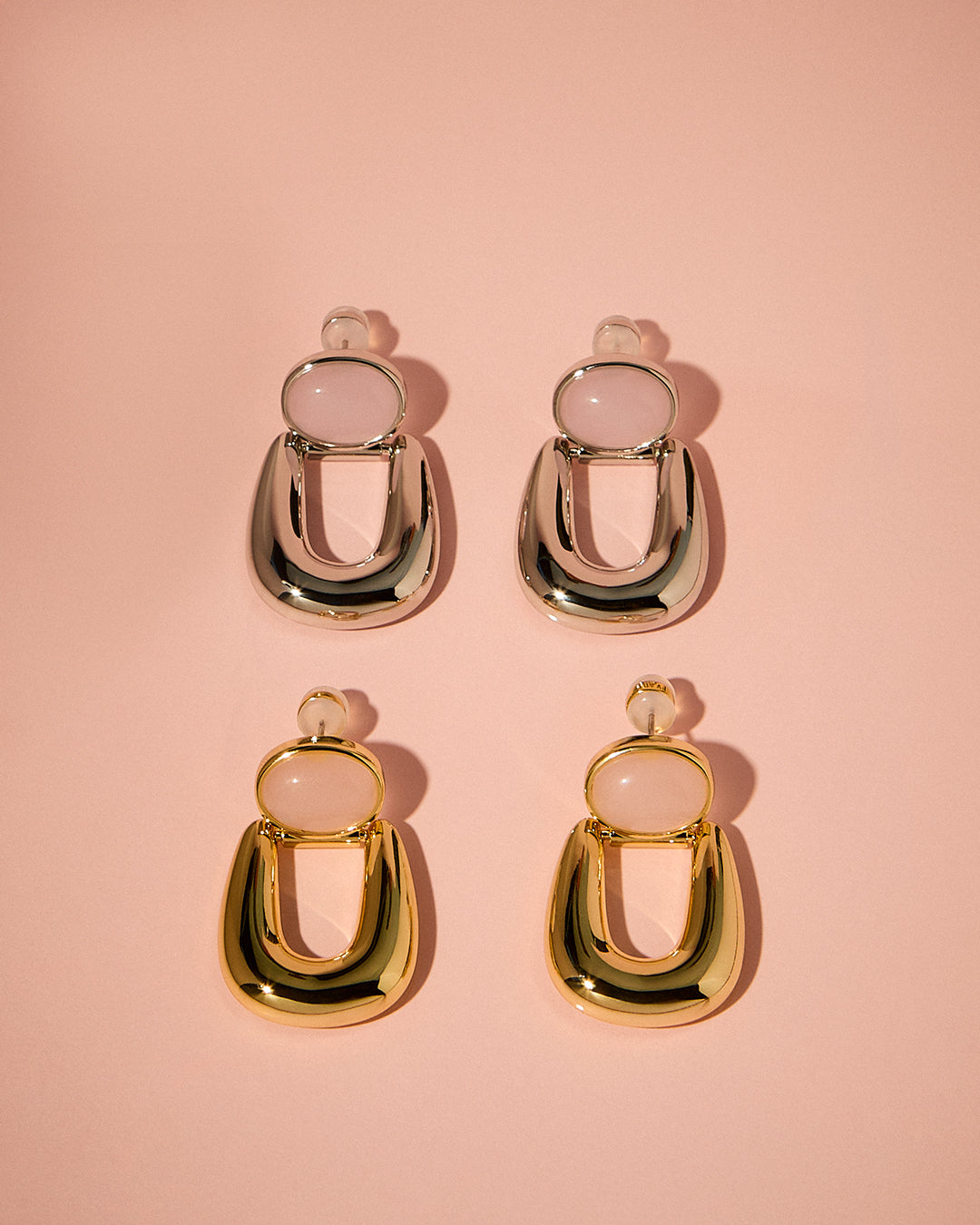 The Rose Quartz Rio Earrings- Gold