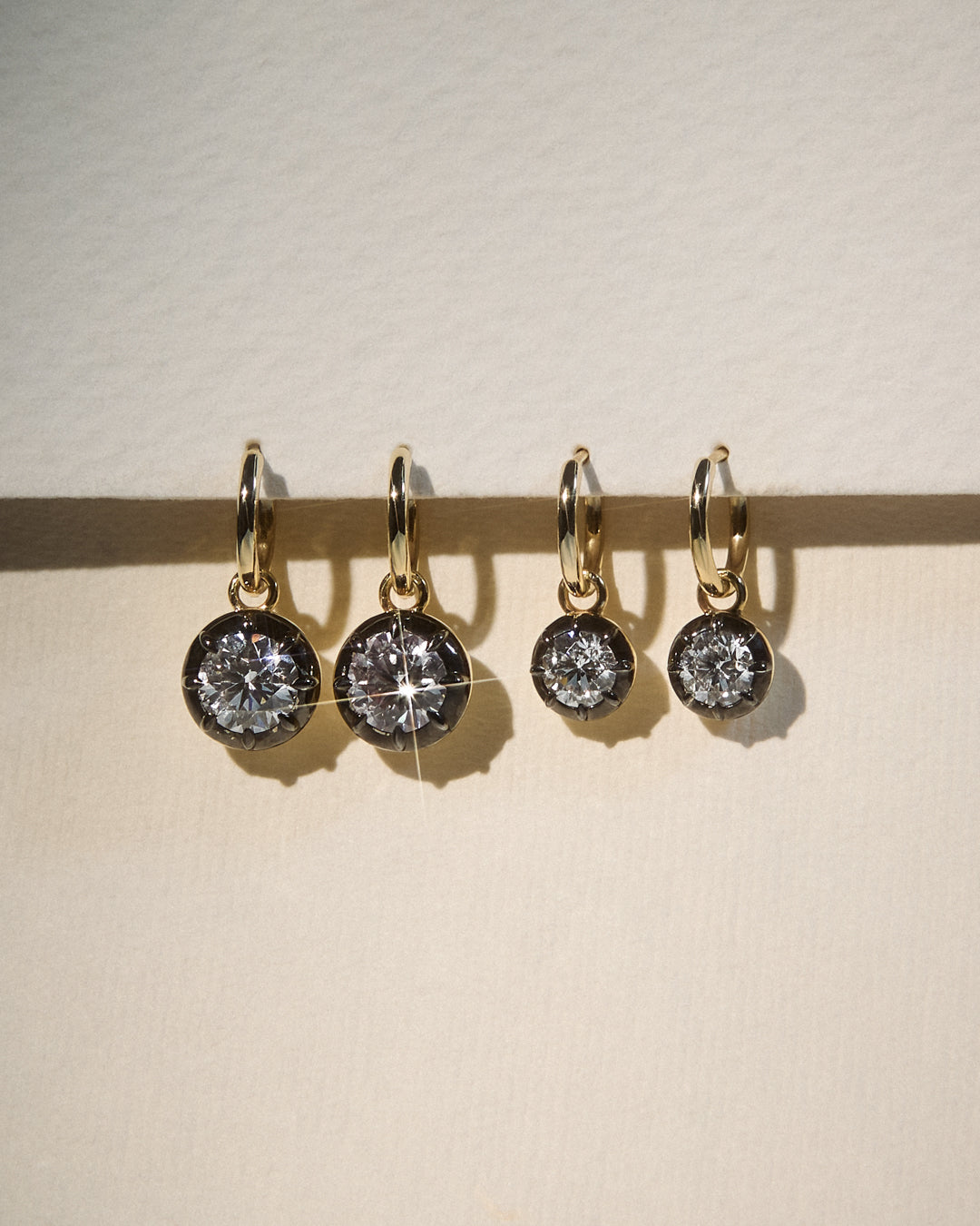 The Diamond Georgian Hoop Earrings- Black Rhodium