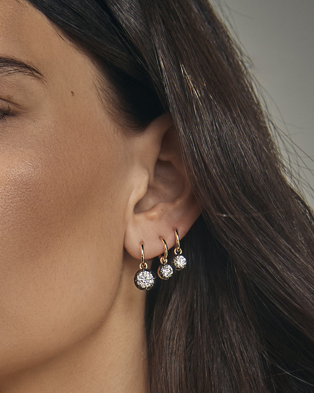 The Diamond Georgian Hoop Earrings- Black Rhodium