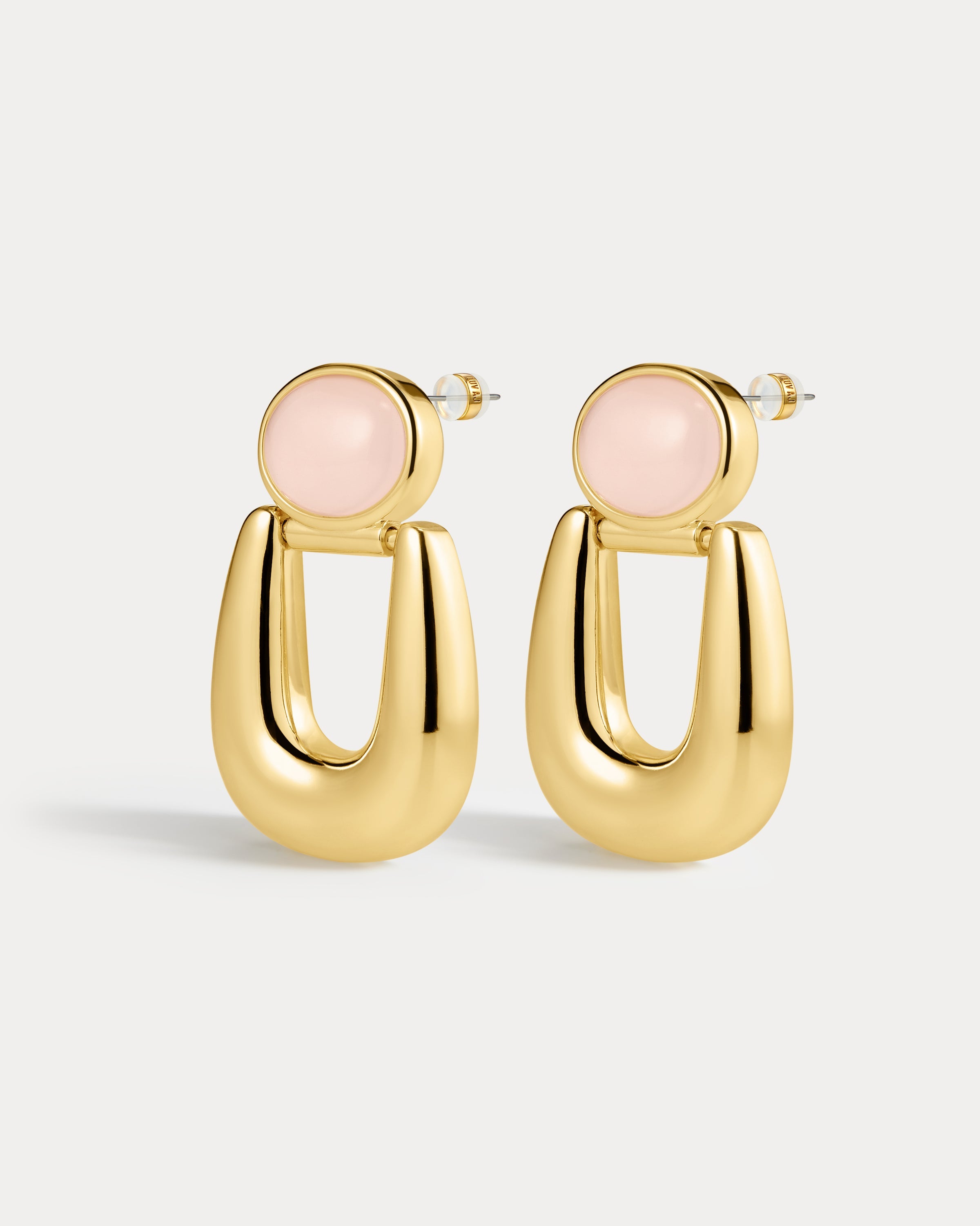 The Rose Quartz Rio Earrings- Gold