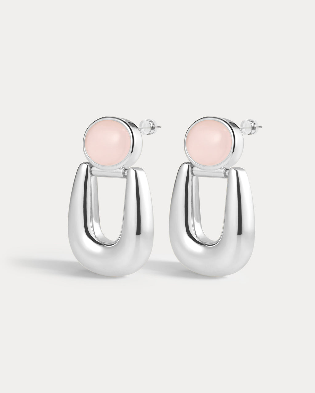 The Rose Quartz Rio Earrings- Silver